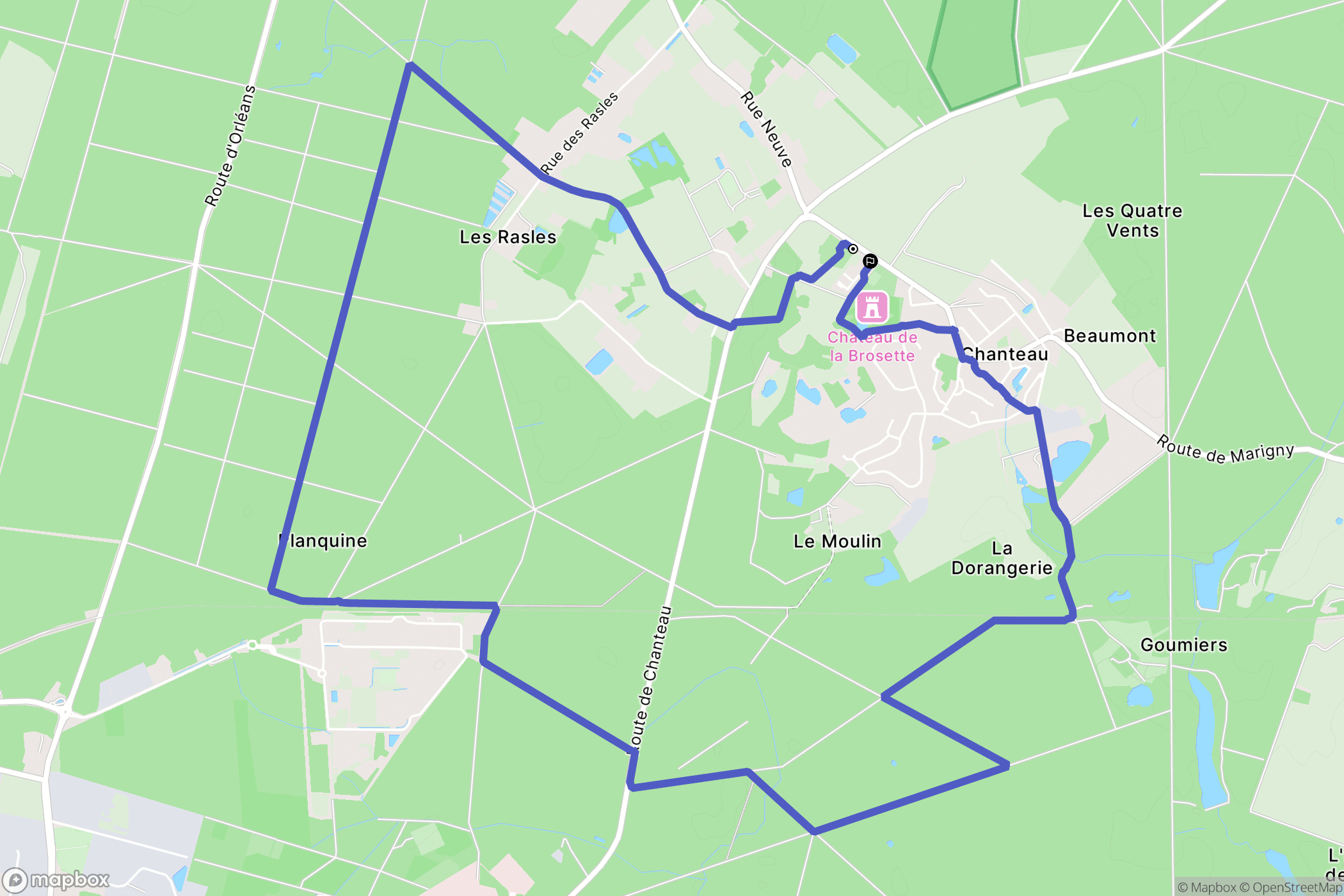 Chanteau : carte du parcours de randonnée - France
