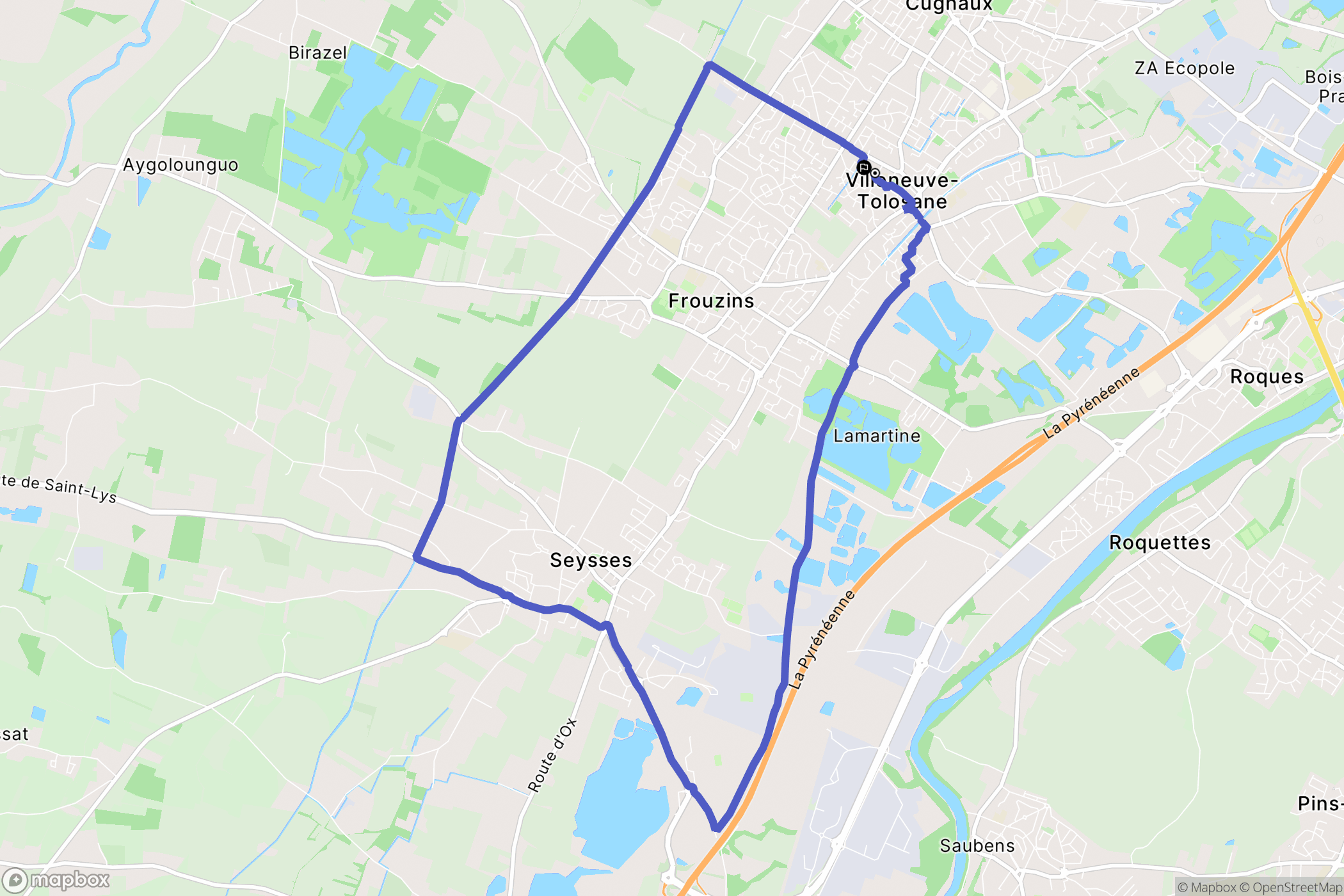 Villeneuve-Tolosane : carte du parcours de randonnée - France