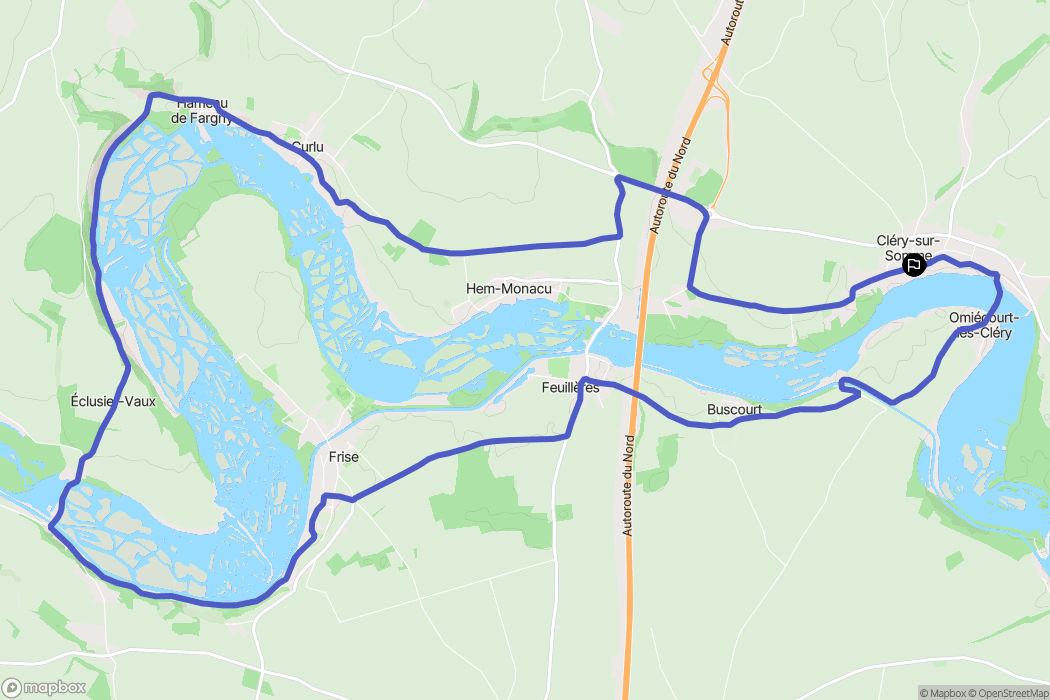 Cléry-sur-Somme : carte du parcours de randonnée - France