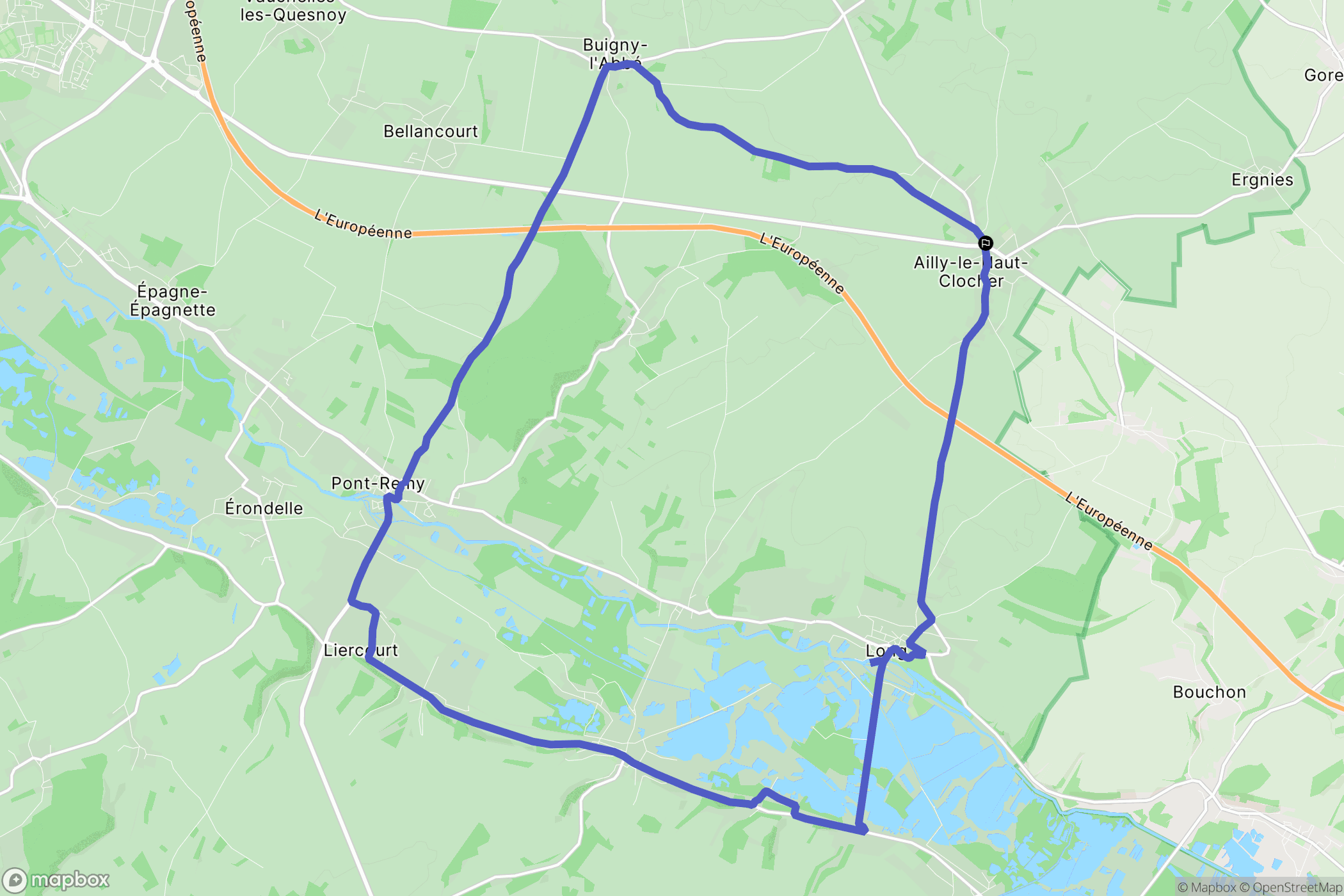Ailly-le-Haut-Clocher : carte du parcours de randonnée - France
