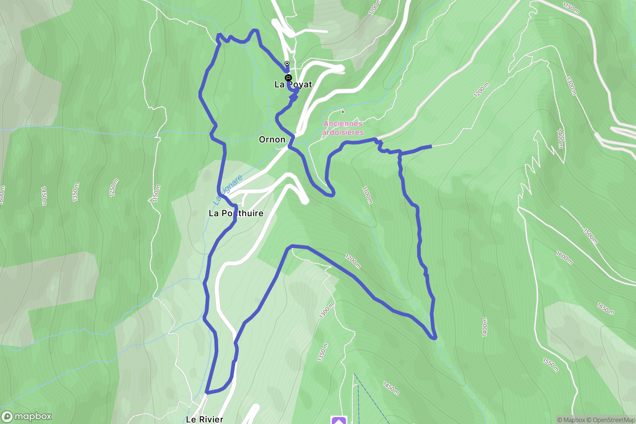 Ornon : carte du parcours de randonnée - France