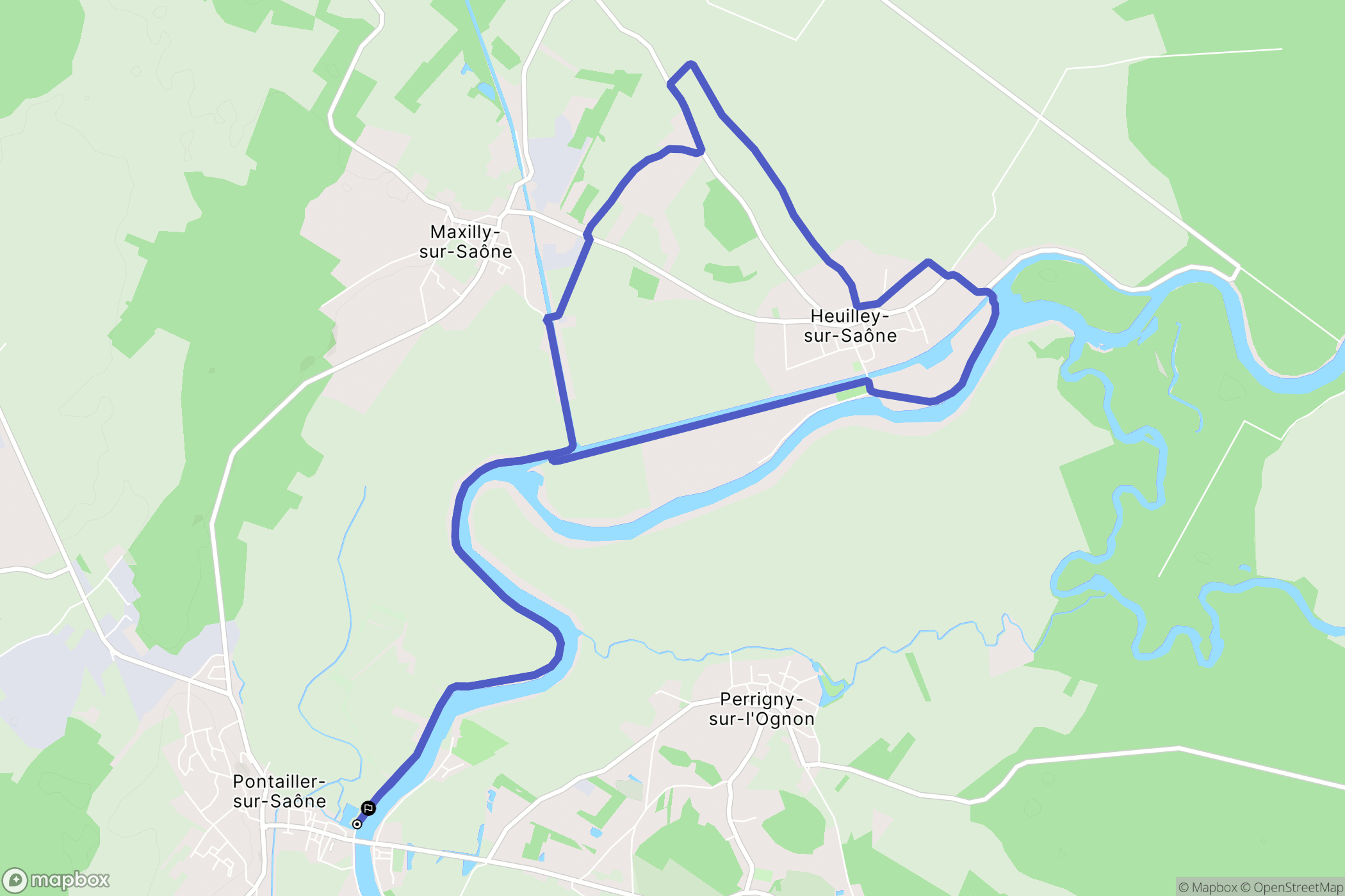 Pontailler-sur-Saône : carte du parcours de randonnée - France