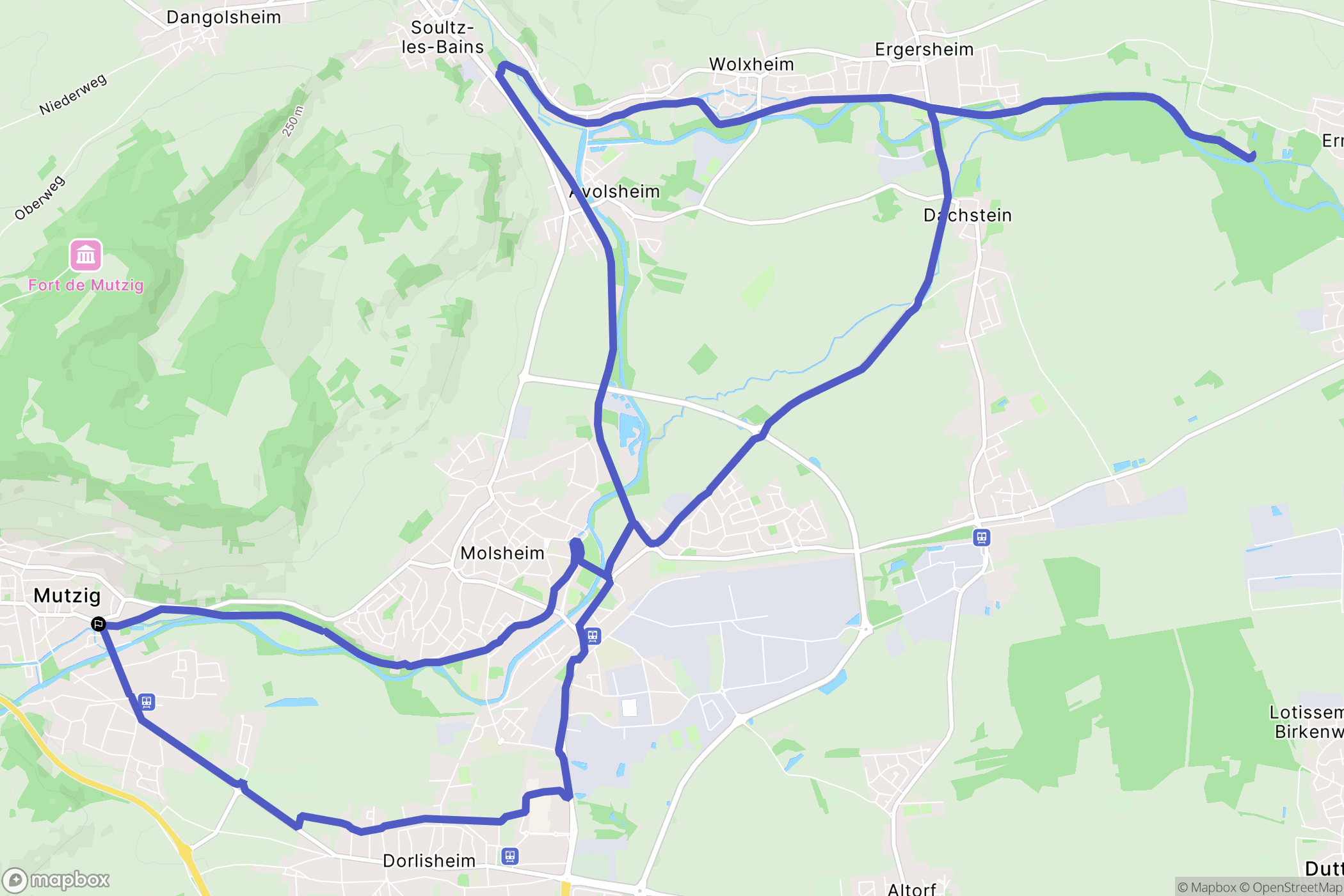 Mutzig : carte du parcours de randonnée - France