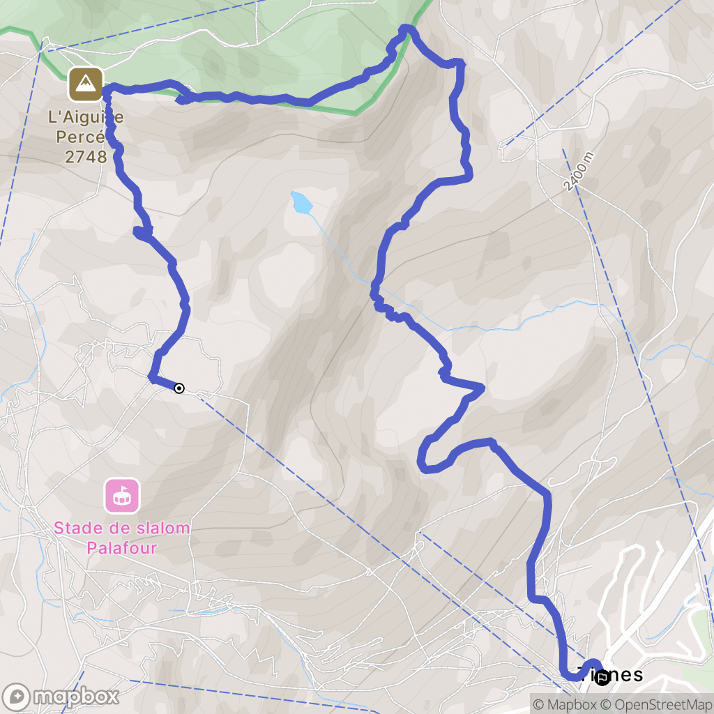 Tignes : carte du parcours de randonnée - France