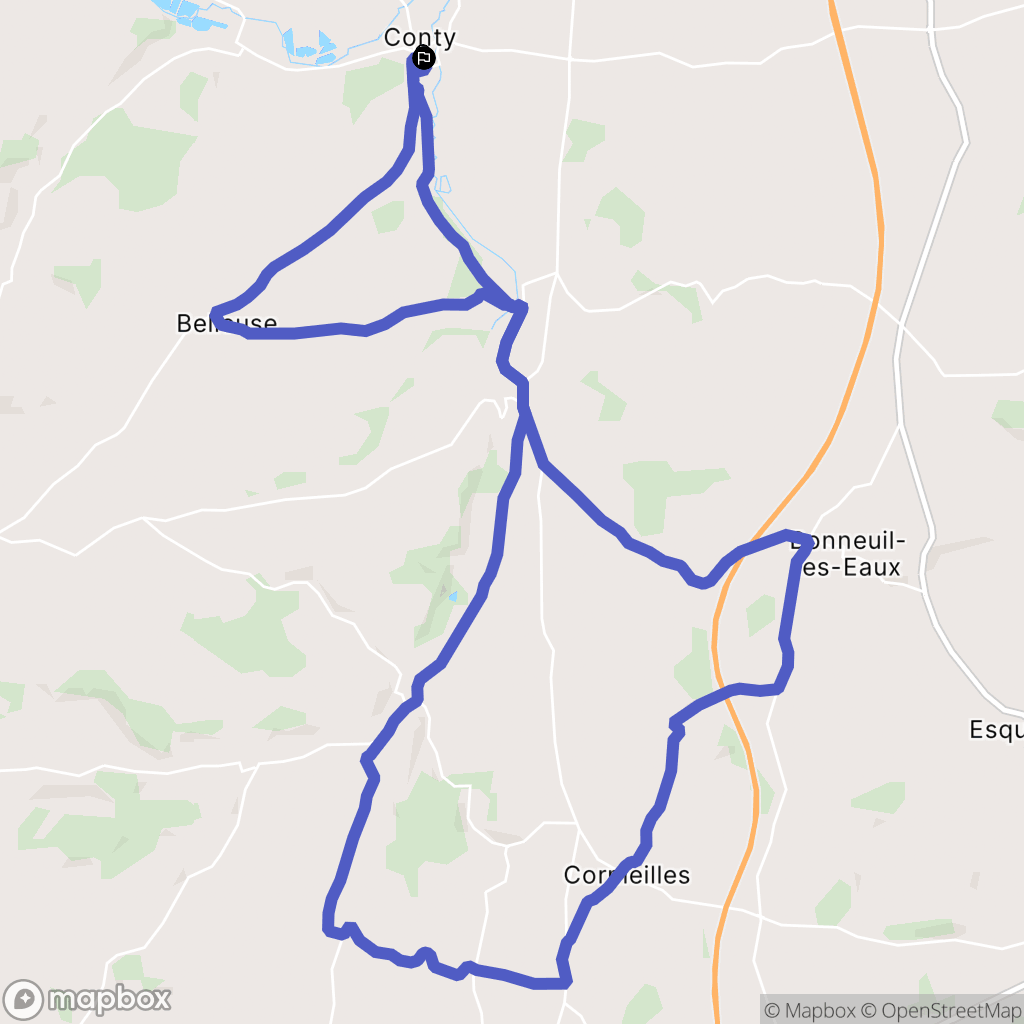 Conty : carte du parcours de randonnée - France
