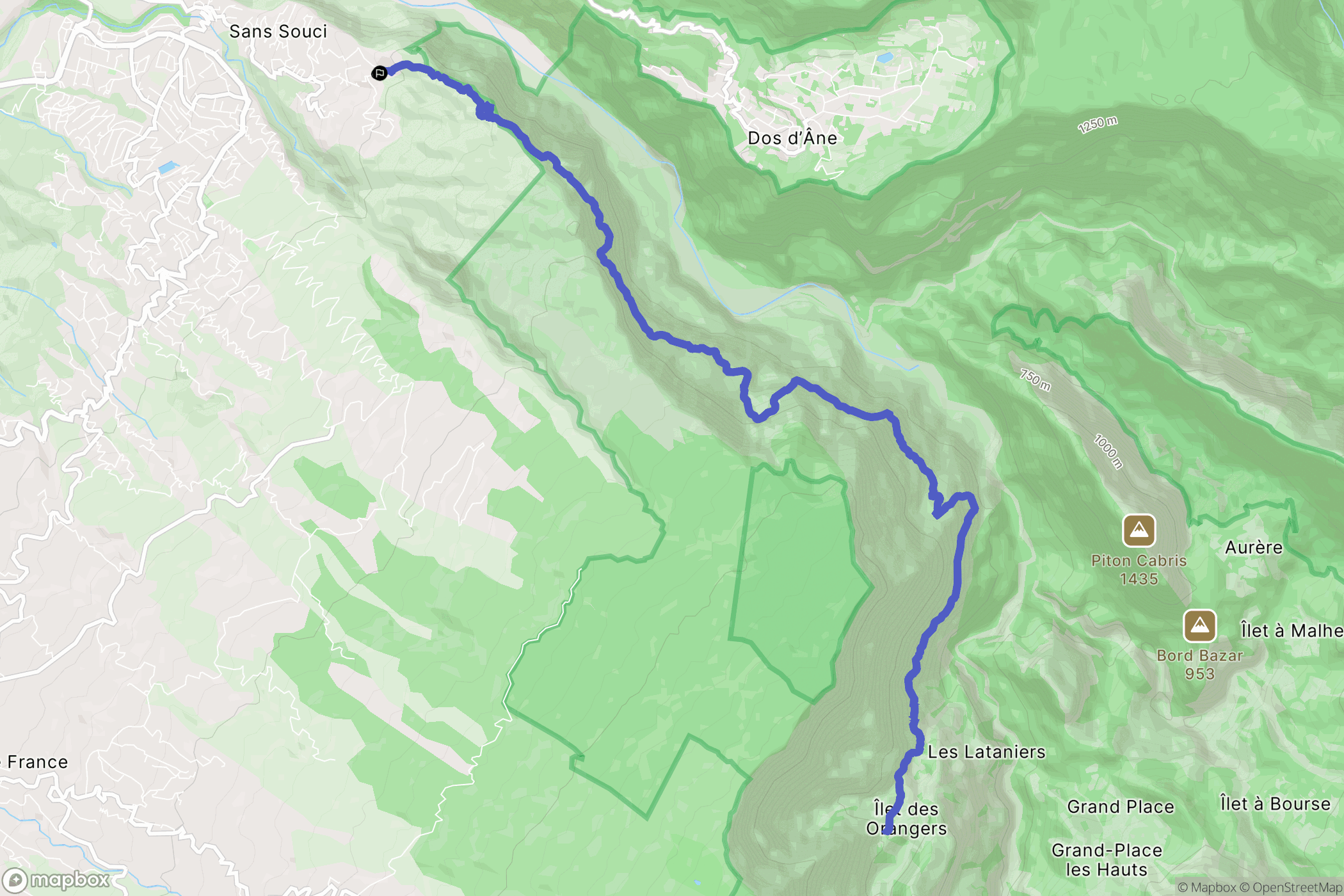 Saint-Paul : carte du parcours de randonnée - France
