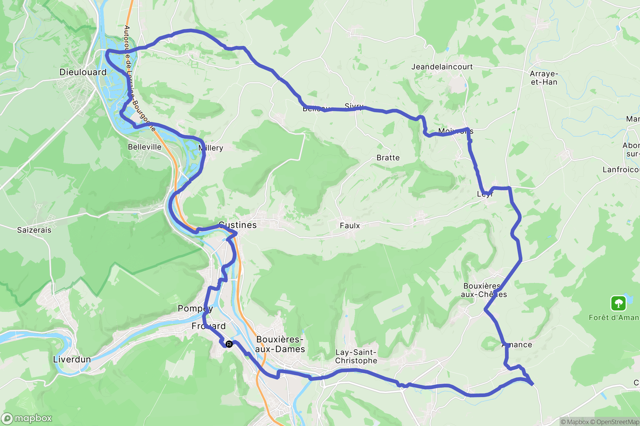 Frouard : carte du parcours de randonnée - France