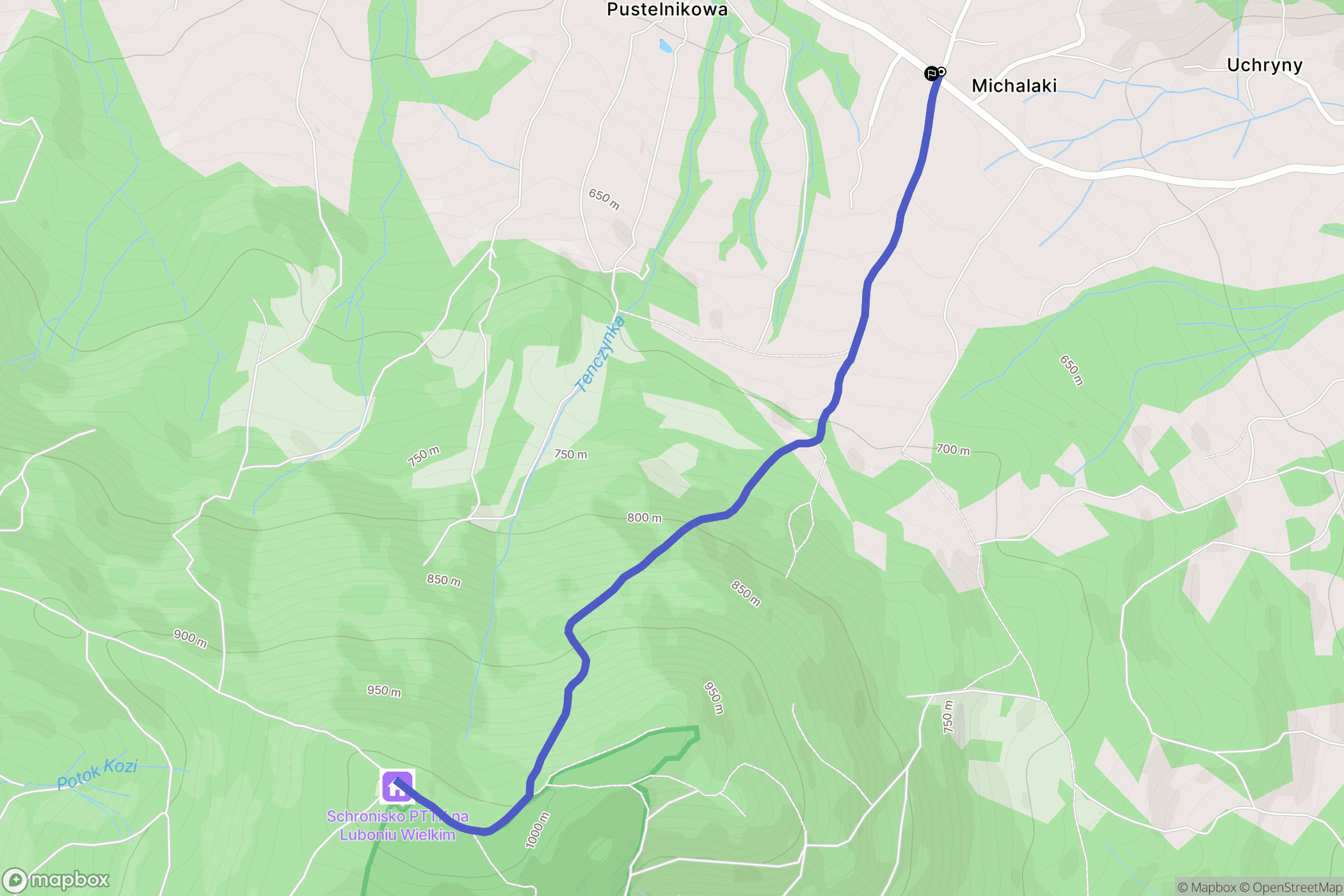 Glisne: mapa trasy - Poland