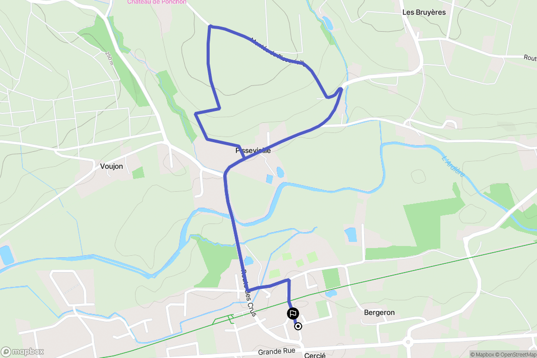 Cercié : carte du parcours de randonnée - France