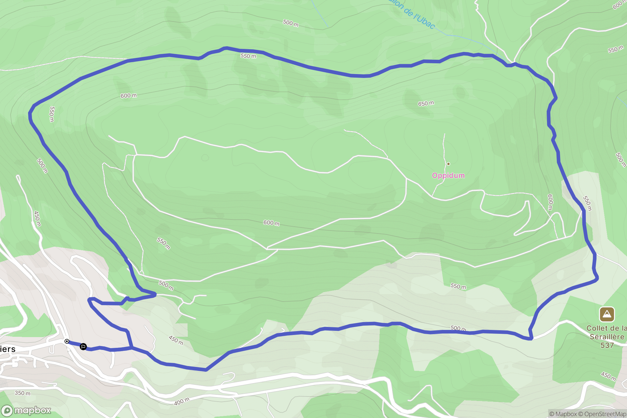 Claviers : carte du parcours de randonnée - France