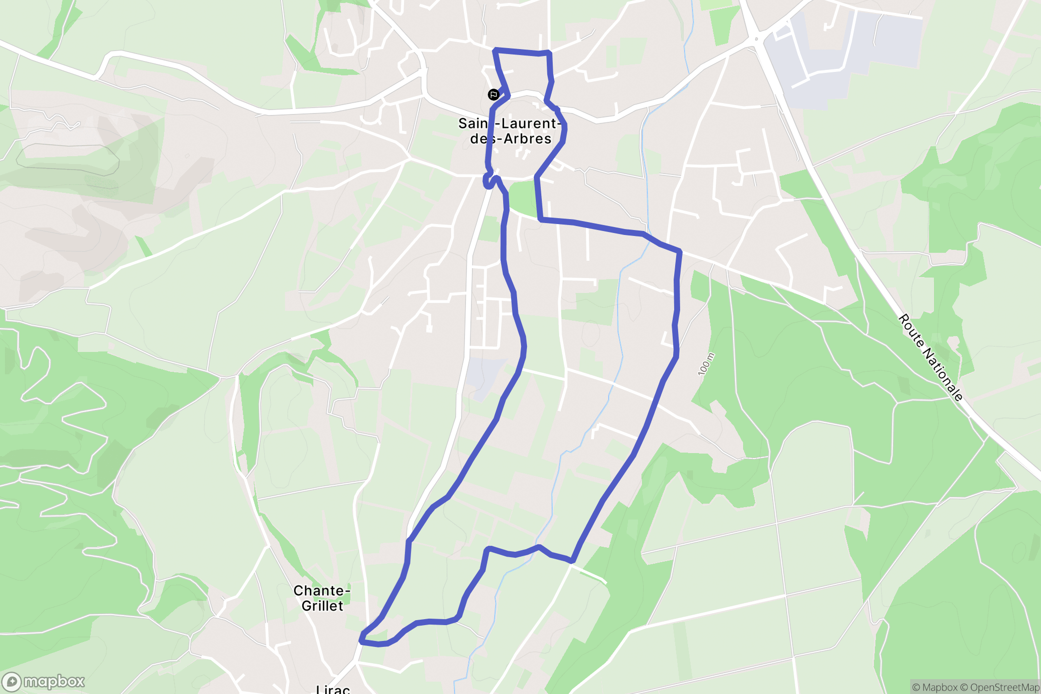 Saint-Laurent-des-Arbres : carte du parcours de randonnée - France