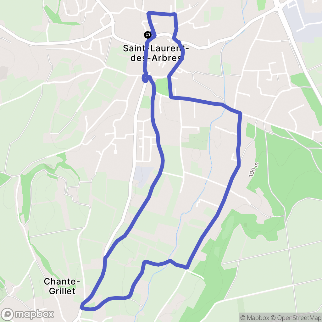 Saint-Laurent-des-Arbres : carte du parcours de randonnée - France