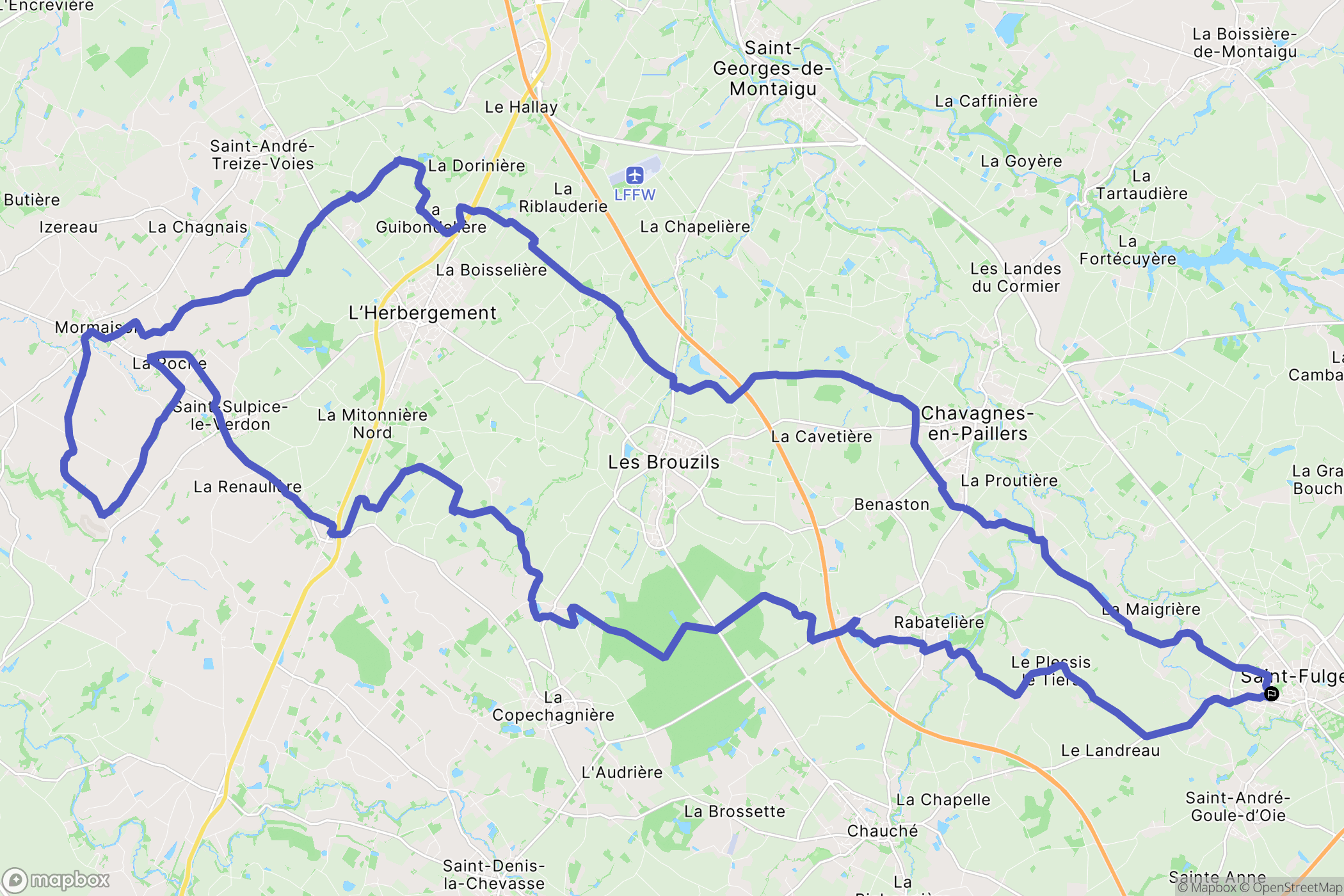 Saint-Fulgent : carte du parcours de randonnée - France