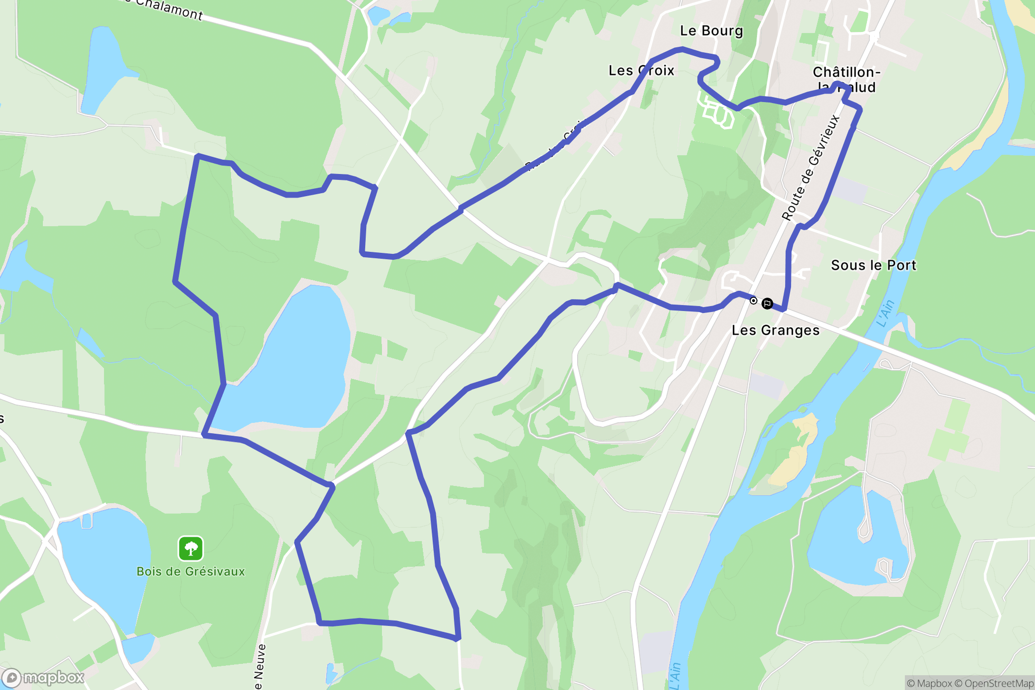 Châtillon-la-Palud : carte du parcours de randonnée - France