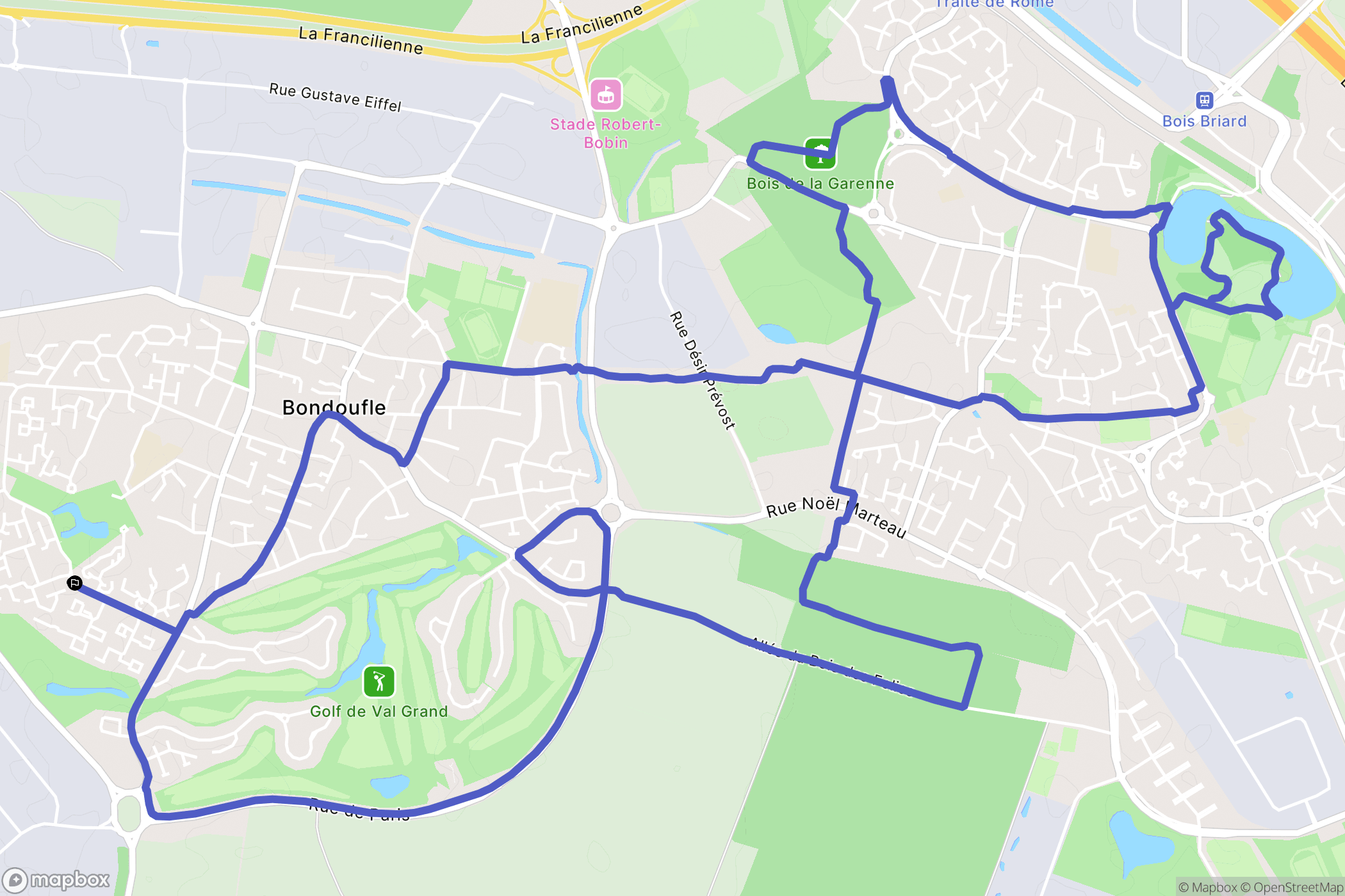 Bondoufle : carte du parcours de randonnée - France