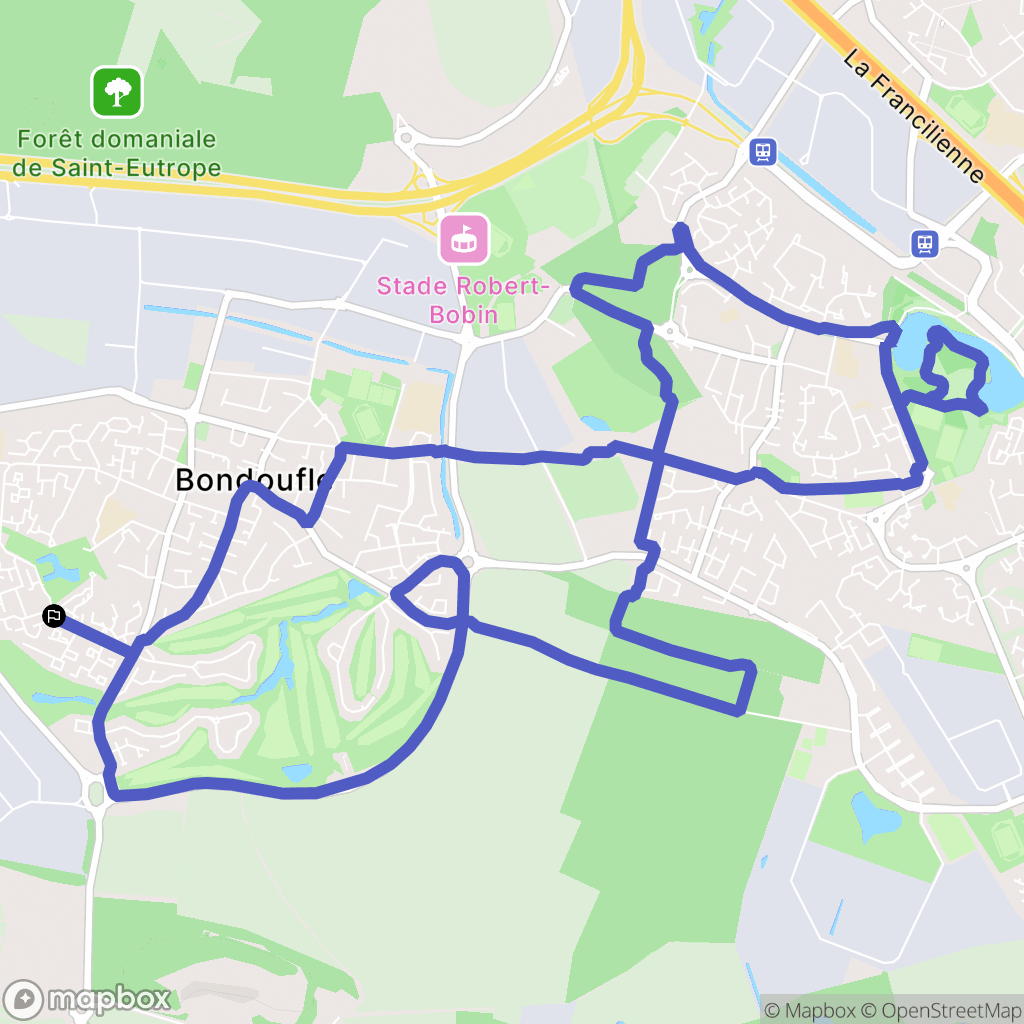 Bondoufle : carte du parcours de randonnée - France