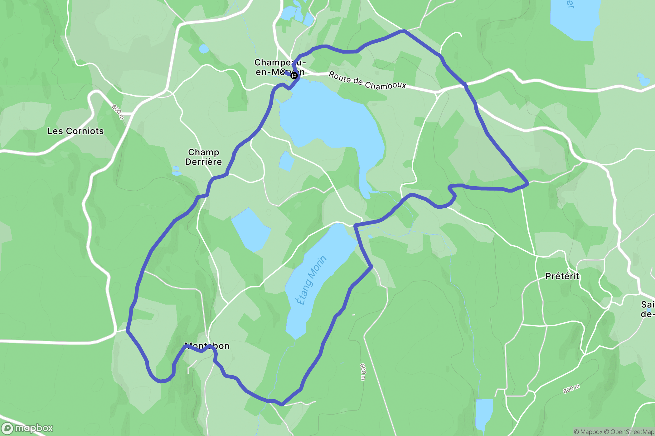 Champeau-en-Morvan : carte du parcours de randonnée - France