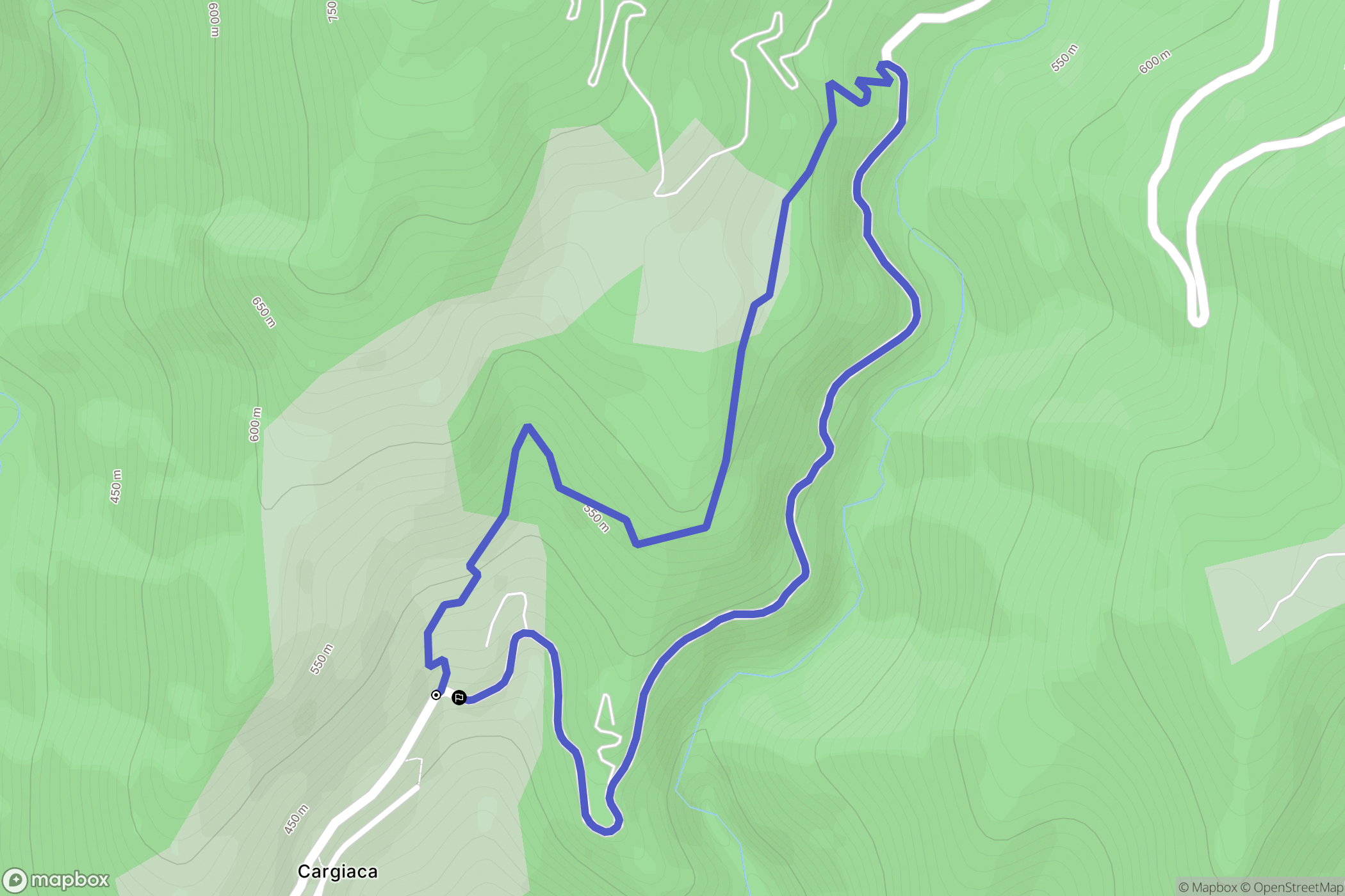 Cargiaca : carte du parcours de randonnée - France
