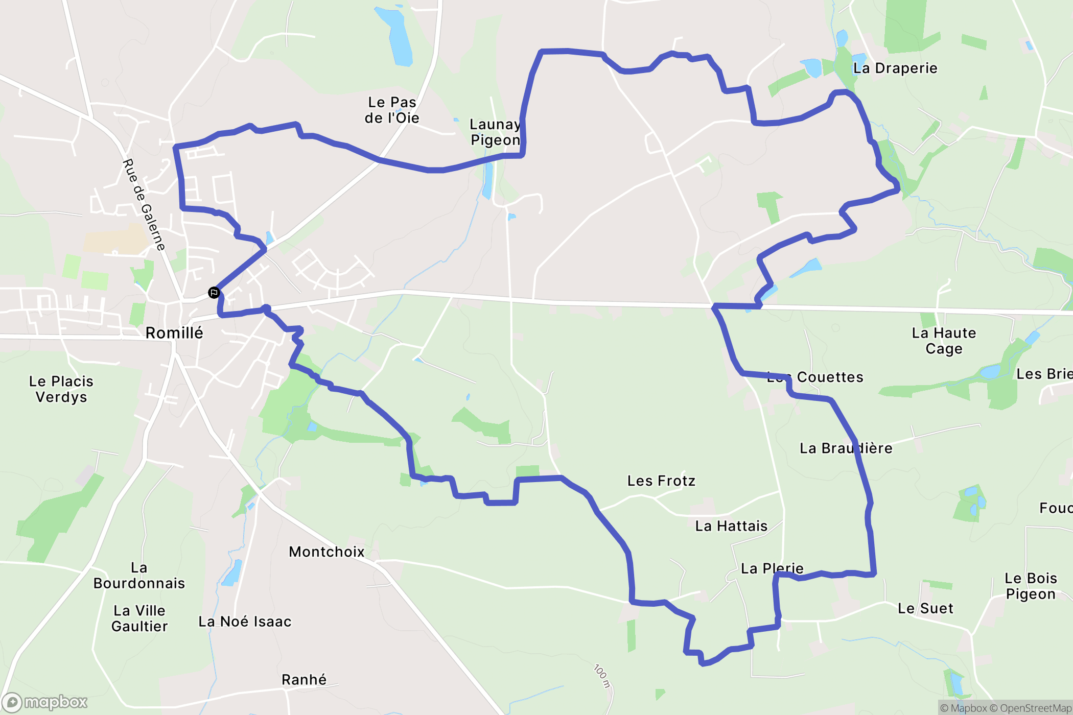 Romillé : carte du parcours de randonnée - France