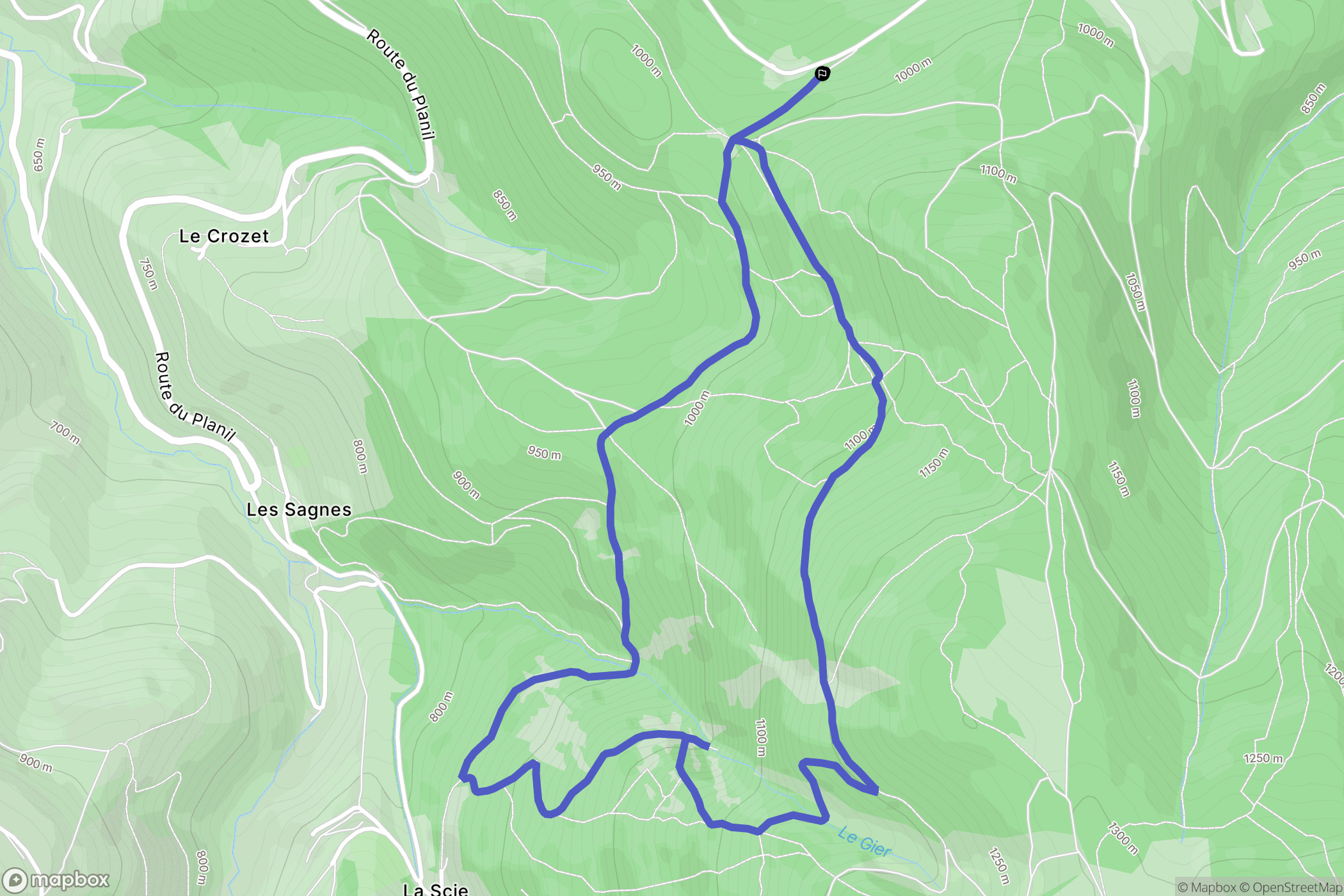 Doizieux : carte du parcours de randonnée - France