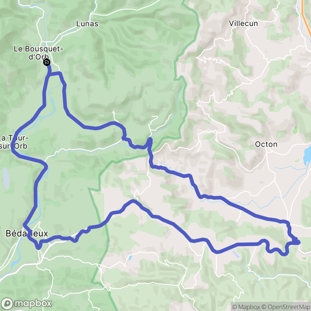 Le Bousquet-d'Orb : carte du parcours de randonnée - France