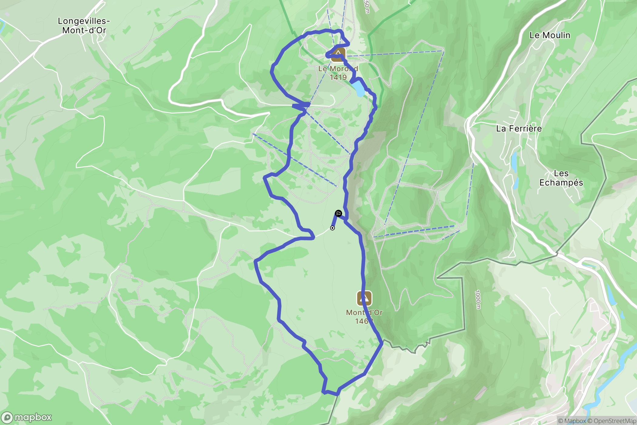 Longevilles-Mont-d'Or : carte du parcours de randonnée - France