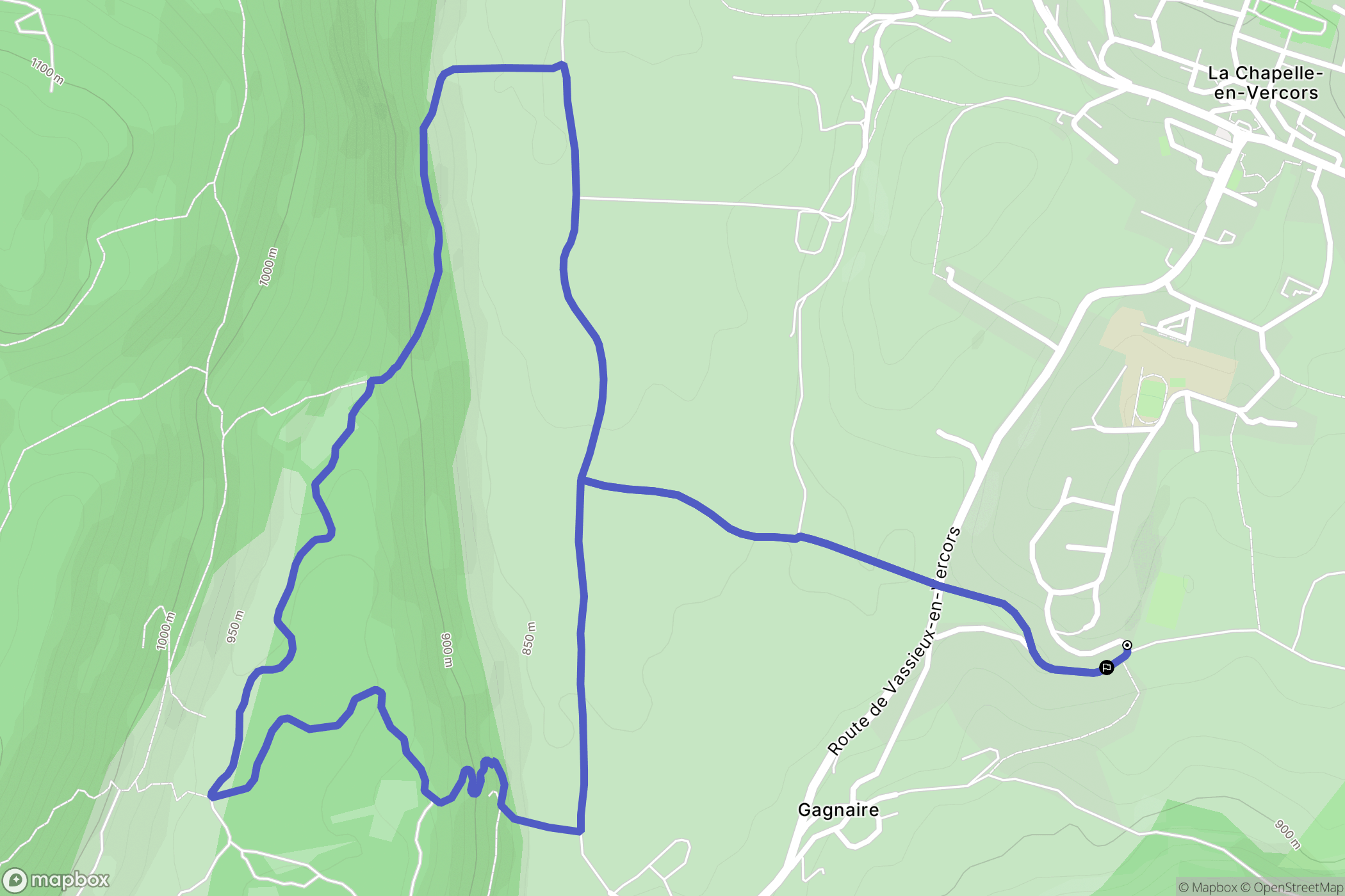 La Chapelle-en-Vercors : carte du parcours de randonnée - France
