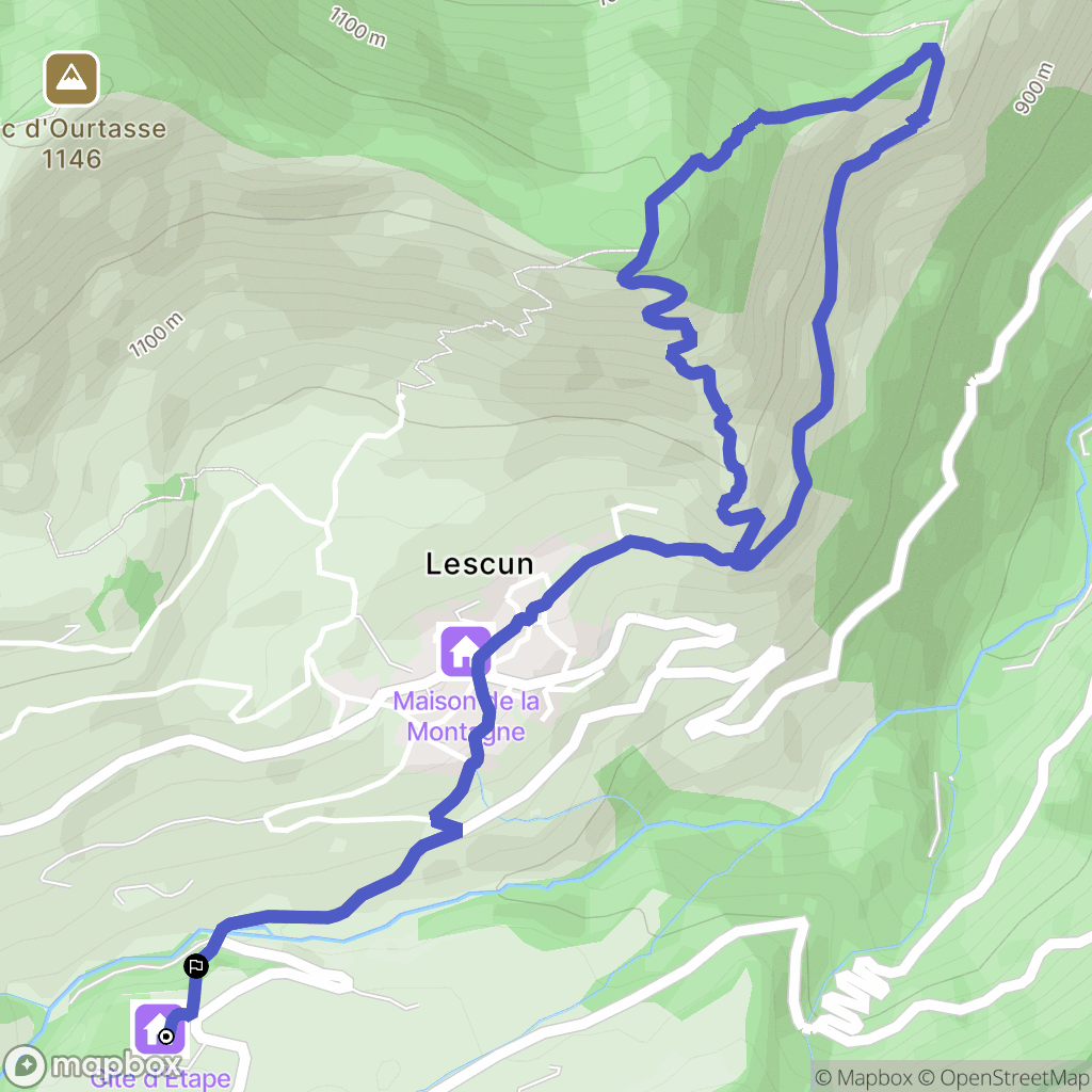Lescun : carte du parcours de randonnée - France