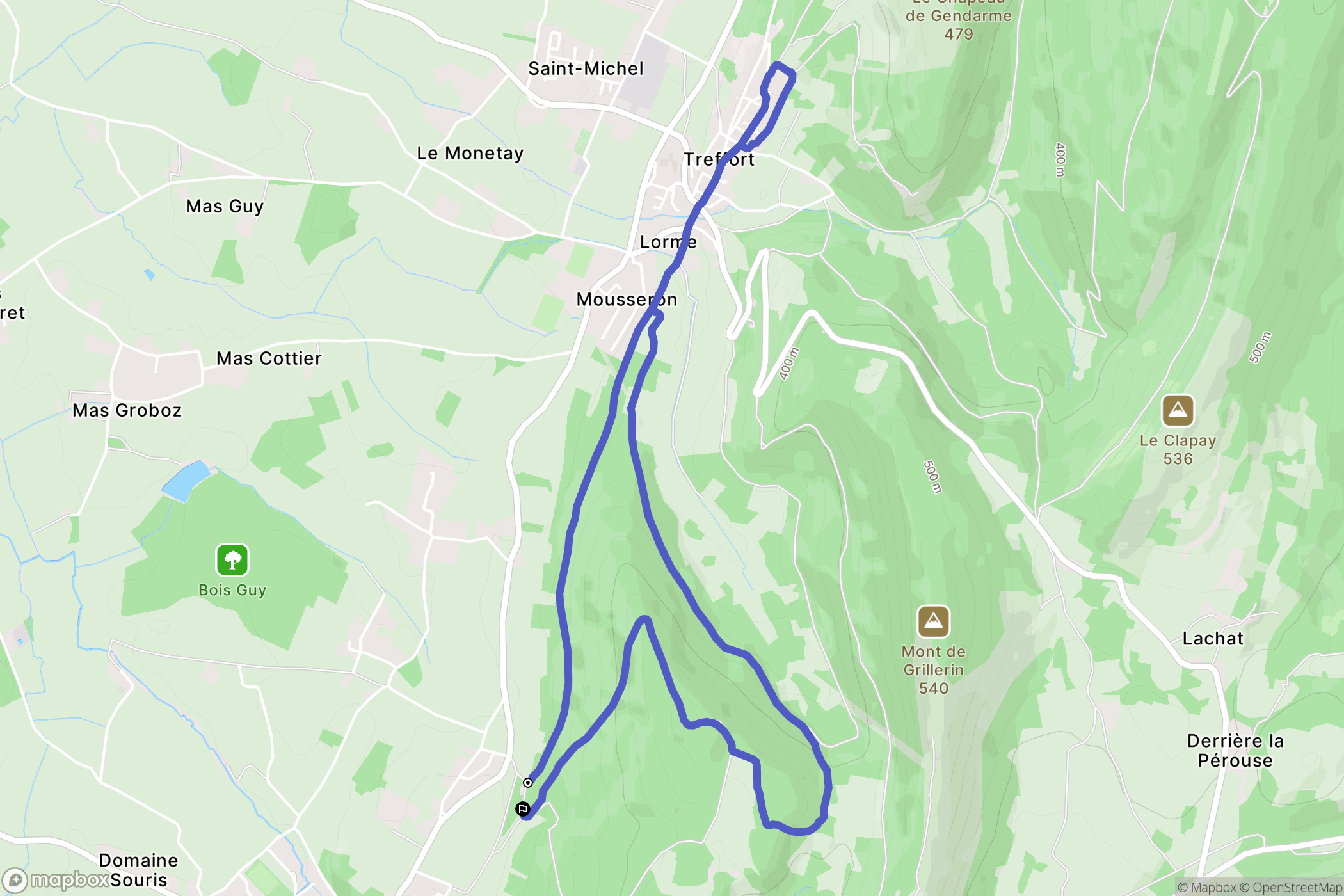 Meillonnas : carte du parcours de randonnée - France