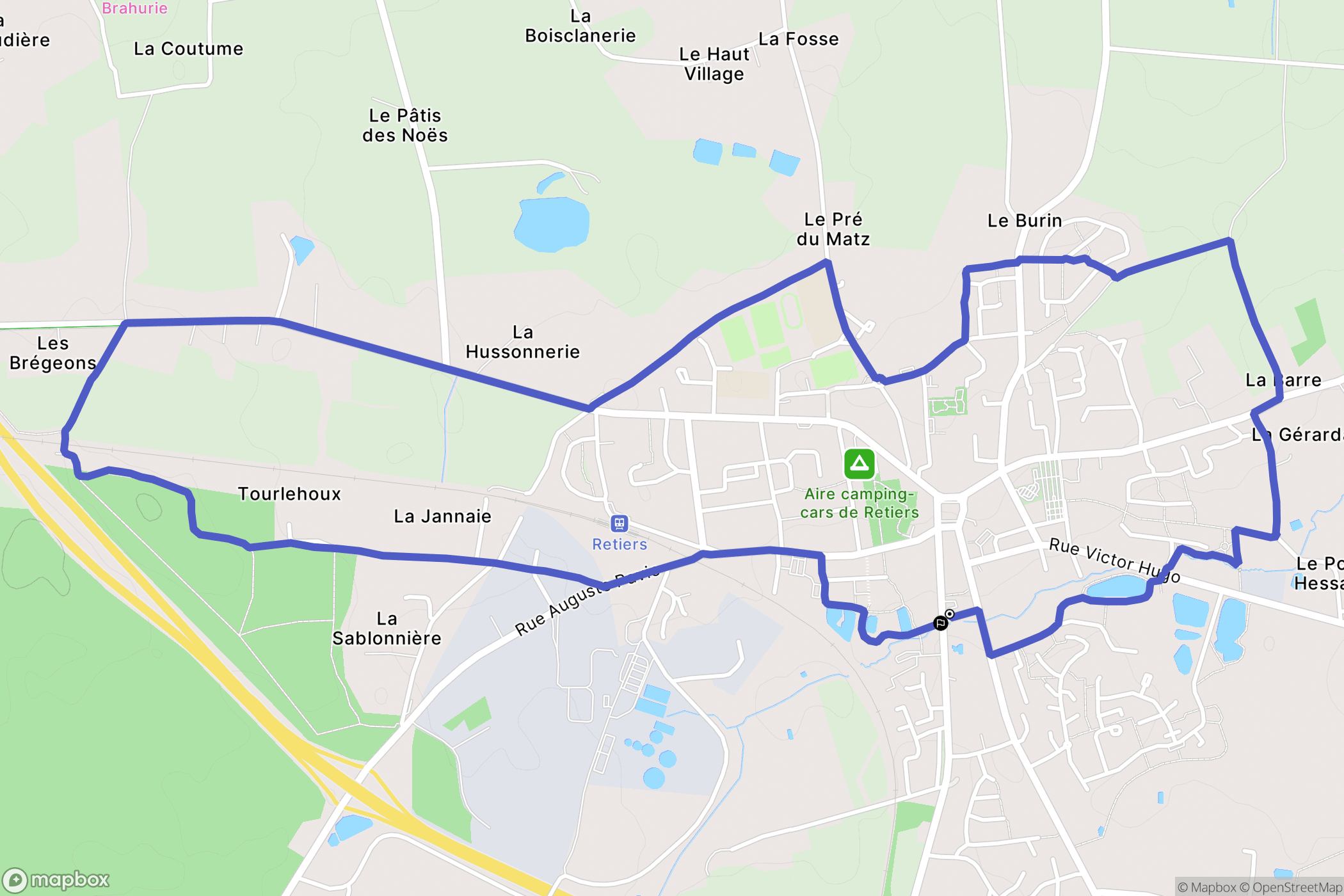 Retiers : carte du parcours de randonnée - France