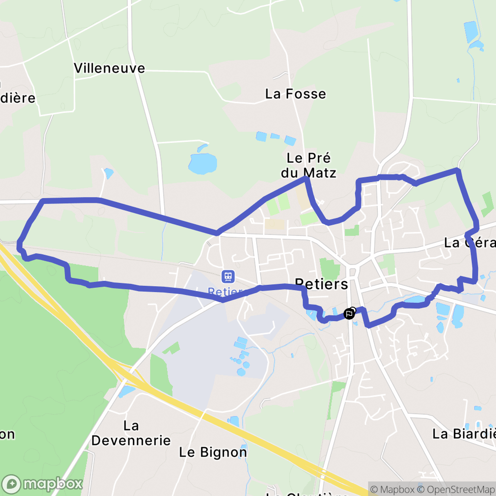 Retiers : carte du parcours de randonnée - France