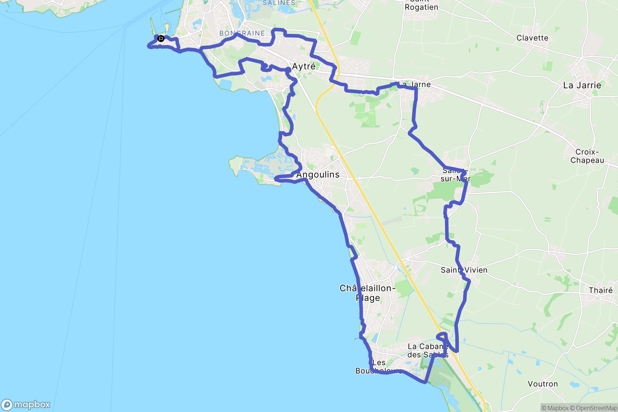 La Rochelle : carte du parcours de randonnée - France