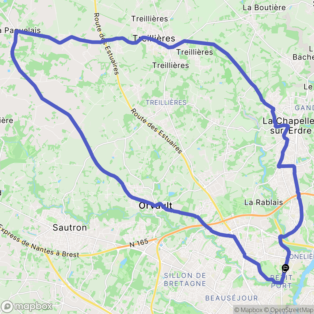Nantes : carte du parcours de randonnée - France