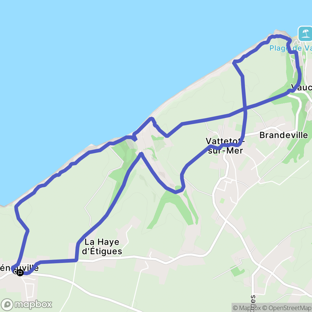 Bénouville : carte du parcours de randonnée - France