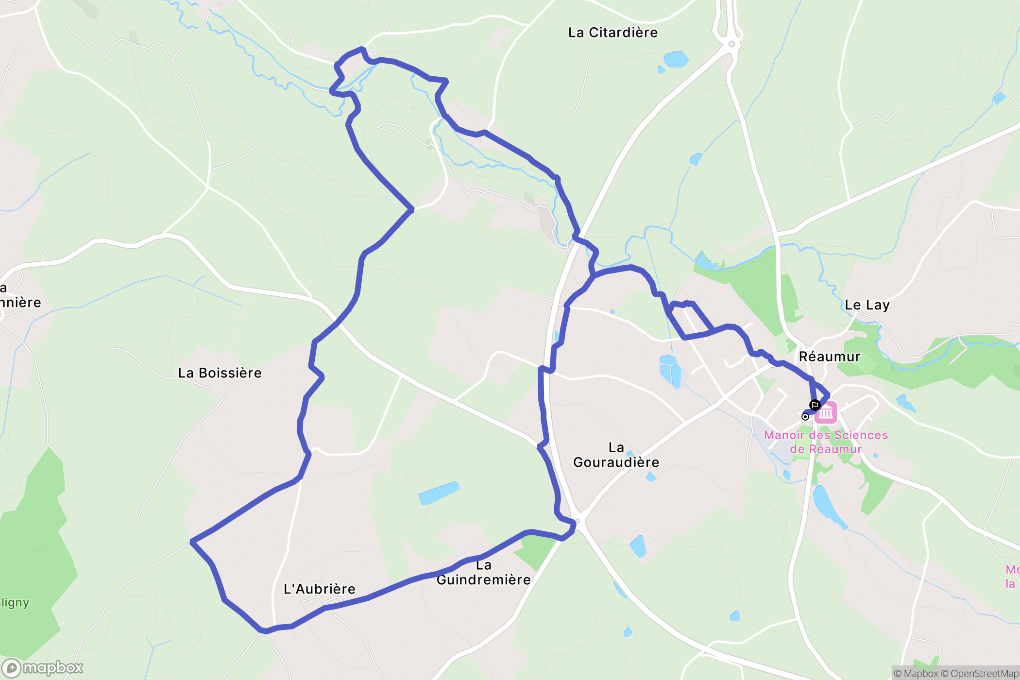 Réaumur : carte du parcours de randonnée - France