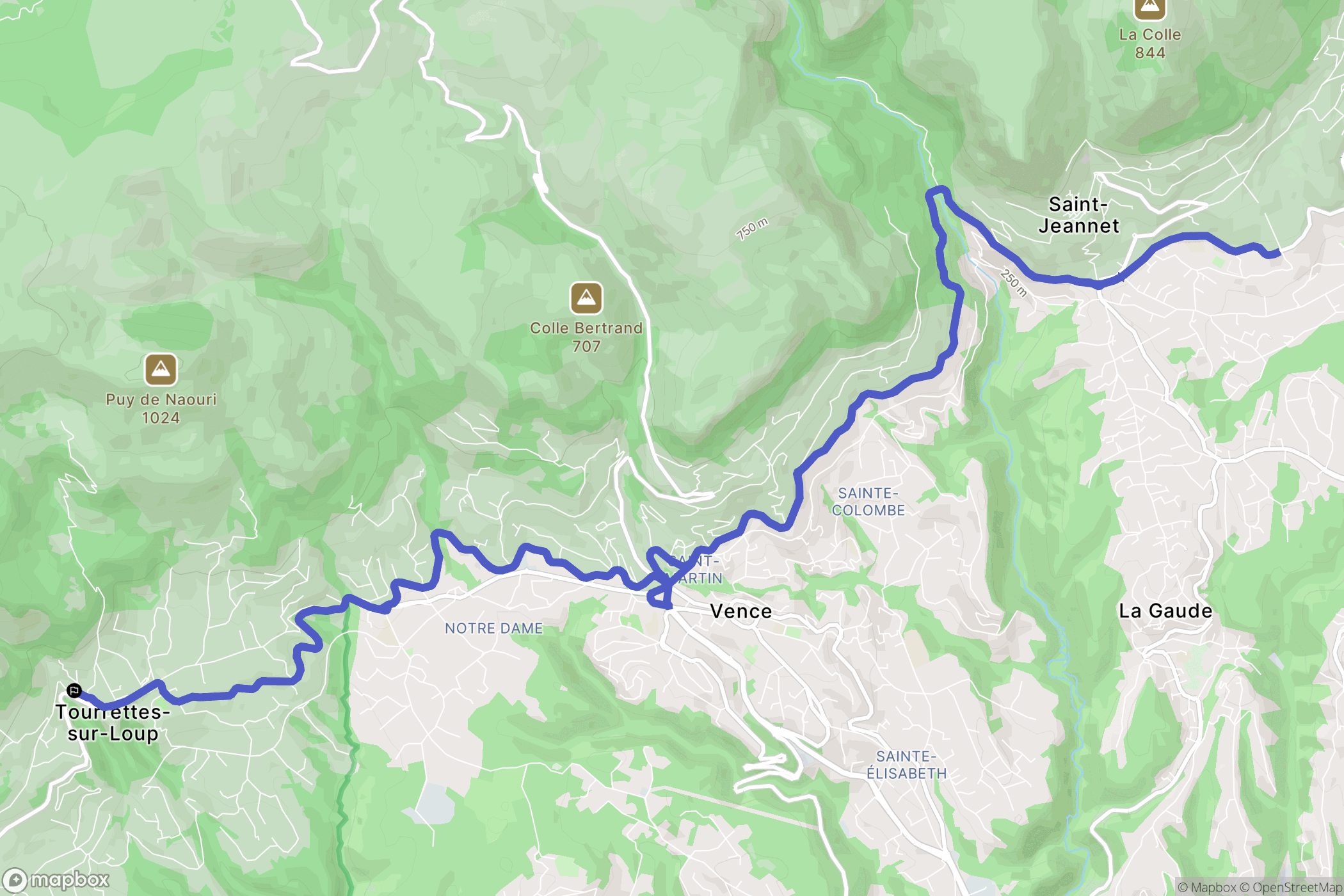 Tourrettes-sur-Loup : carte du parcours de randonnée - France