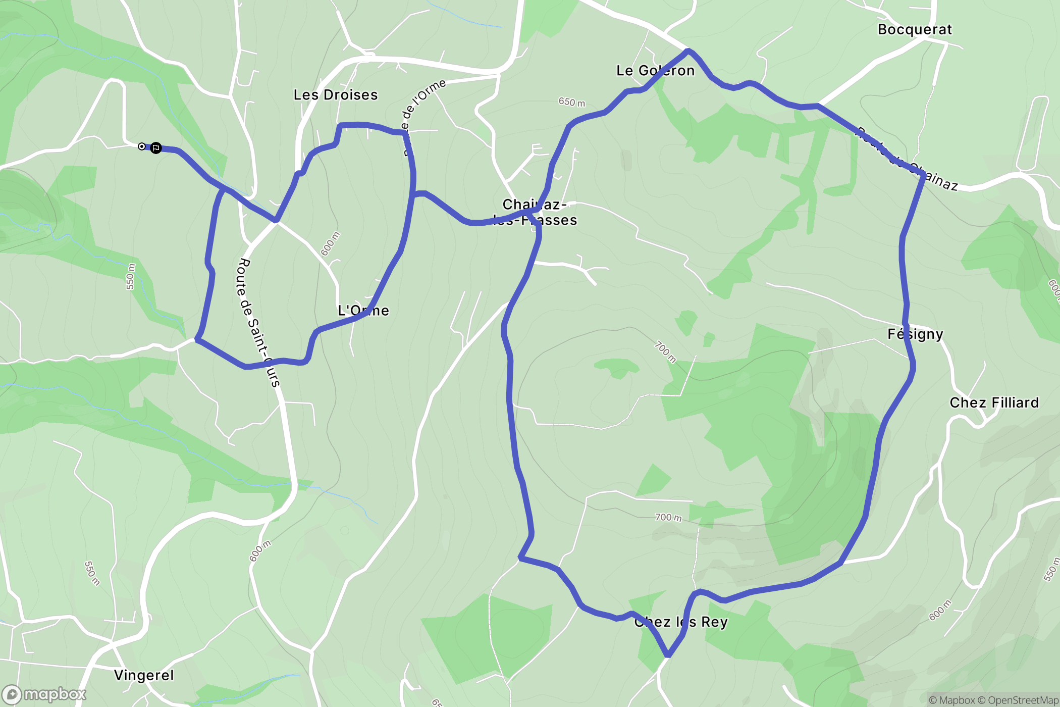 Chainaz-les-Frasses : carte du parcours de randonnée - France