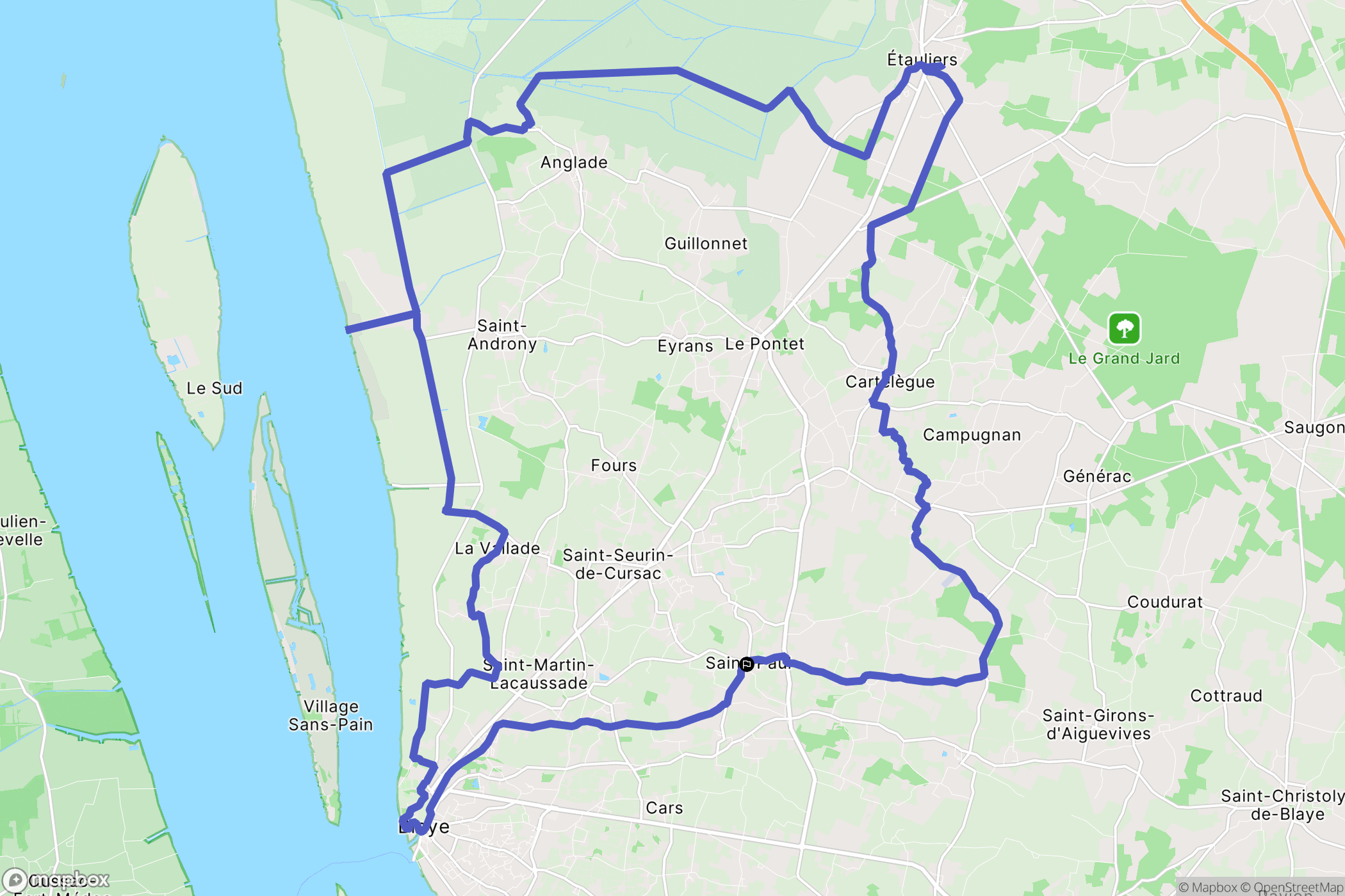 Saint-Paul : carte du parcours de randonnée - France