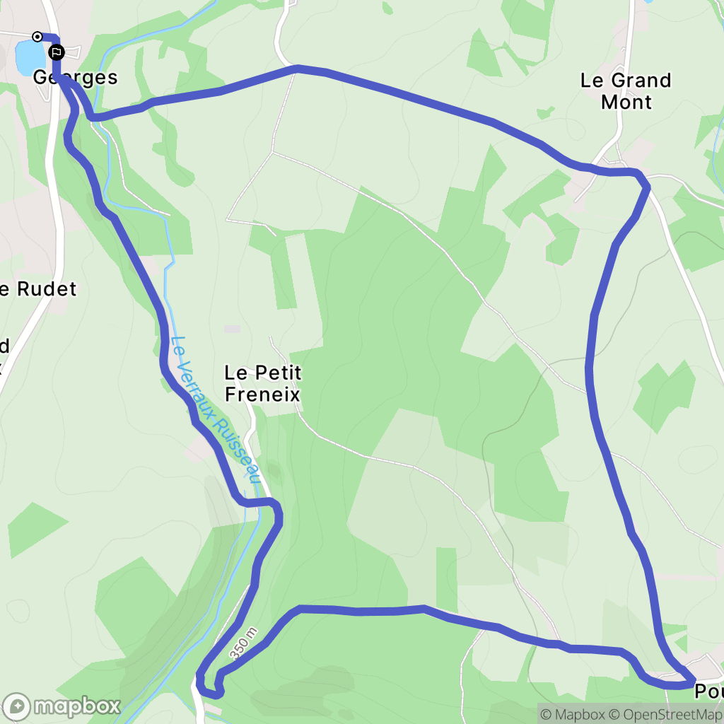 Clugnat : carte du parcours de randonnée - France