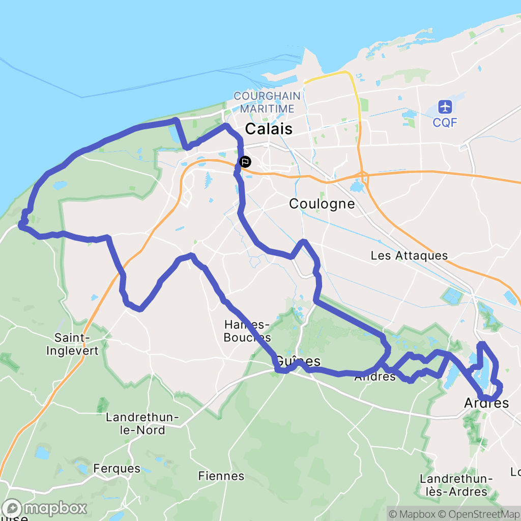 Calais : carte du parcours de randonnée - France