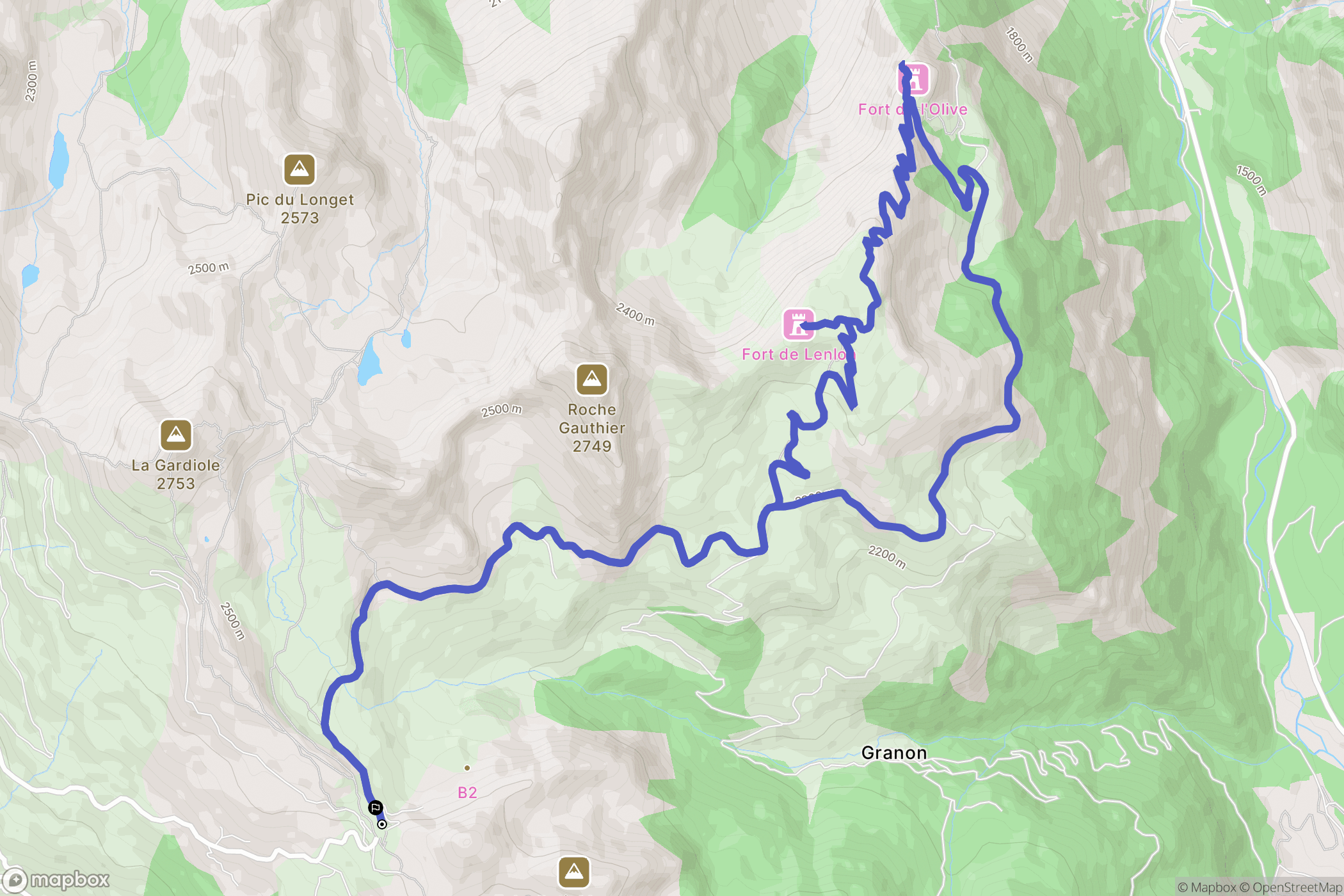 Saint-Chaffrey : carte du parcours de randonnée - France