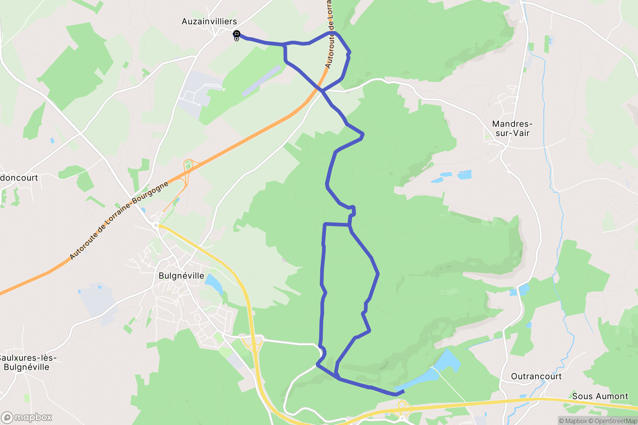 Auzainvilliers : carte du parcours de randonnée - France