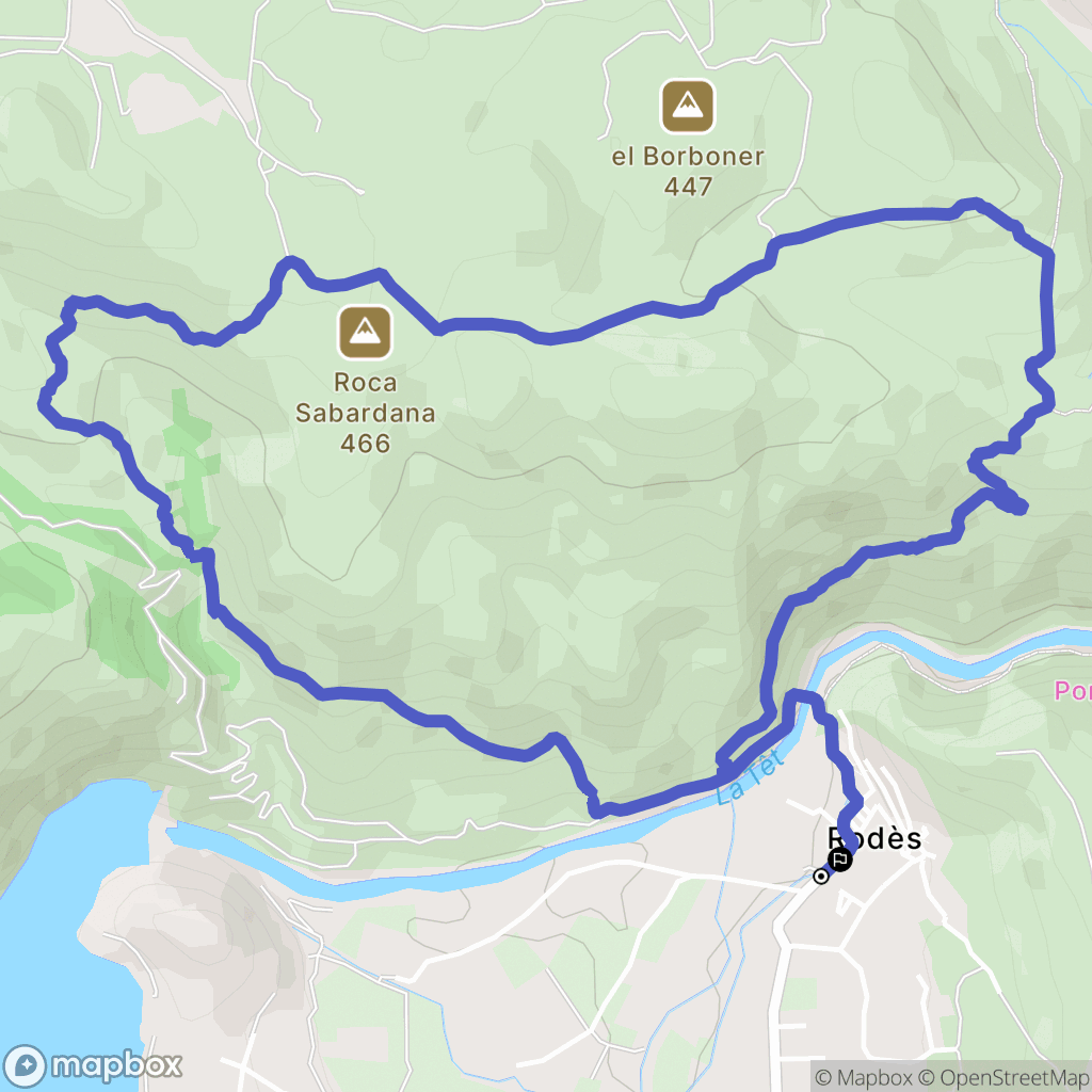 Rodes : carte du parcours de randonnée - France