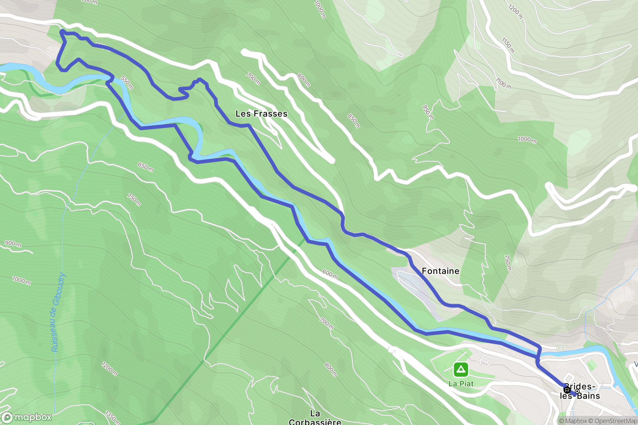 Brides-les-Bains : carte du parcours de randonnée - France