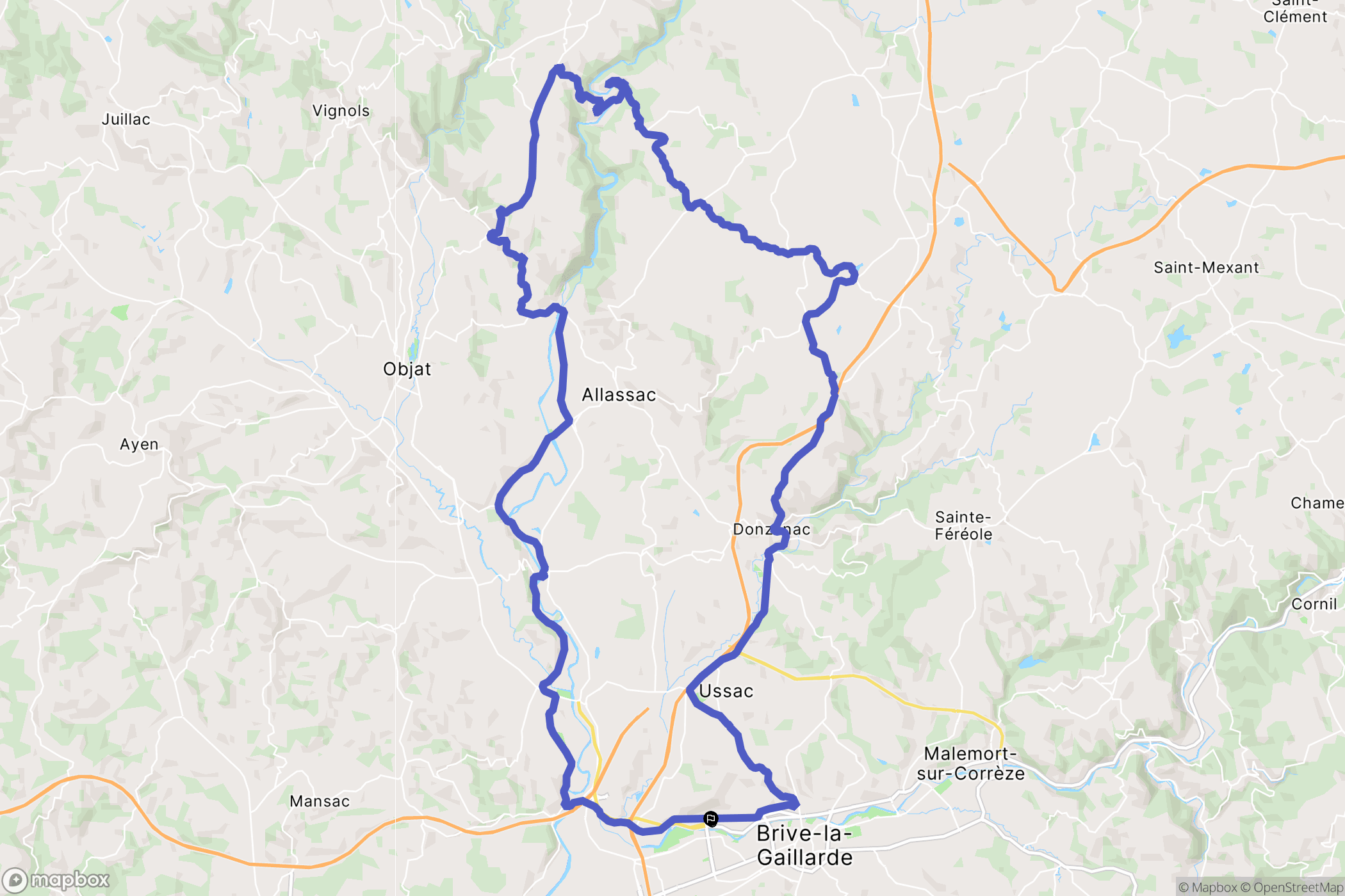 Brive-la-Gaillarde : carte du parcours de randonnée - France
