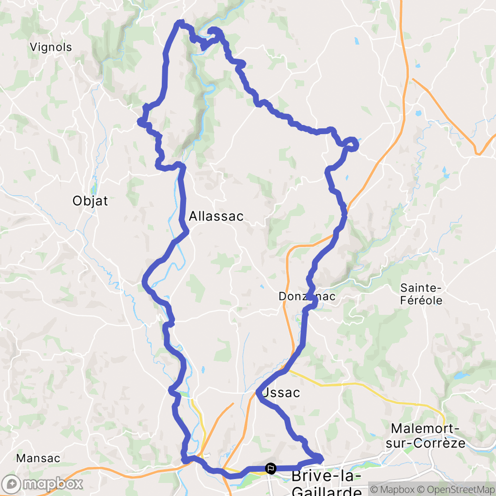 Brive-la-Gaillarde : carte du parcours de randonnée - France