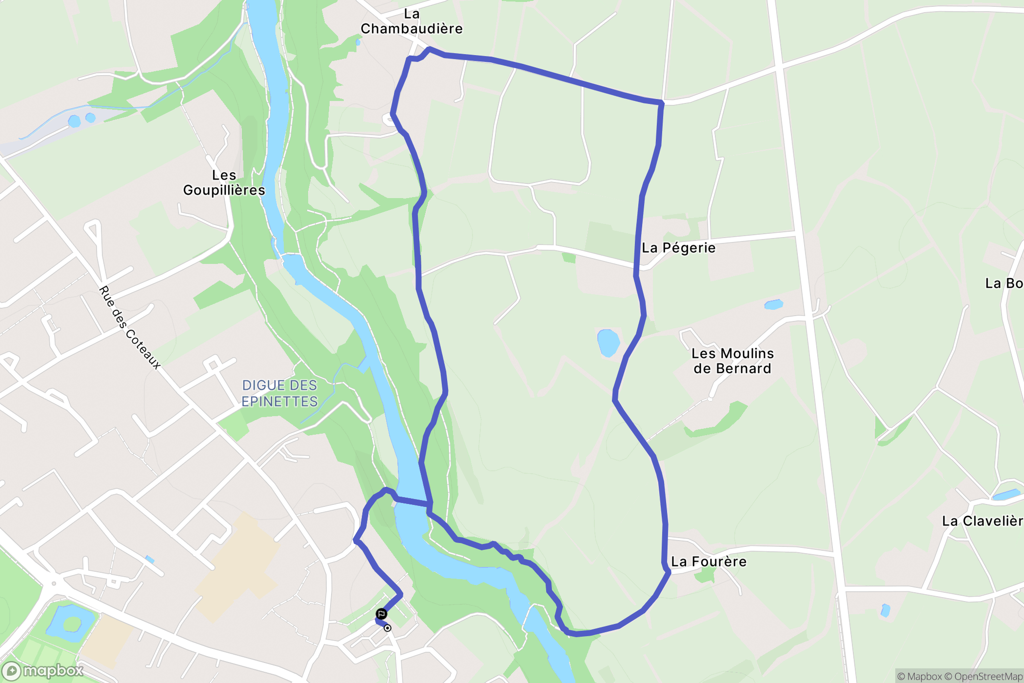 Aigrefeuille-sur-Maine : carte du parcours de randonnée - France