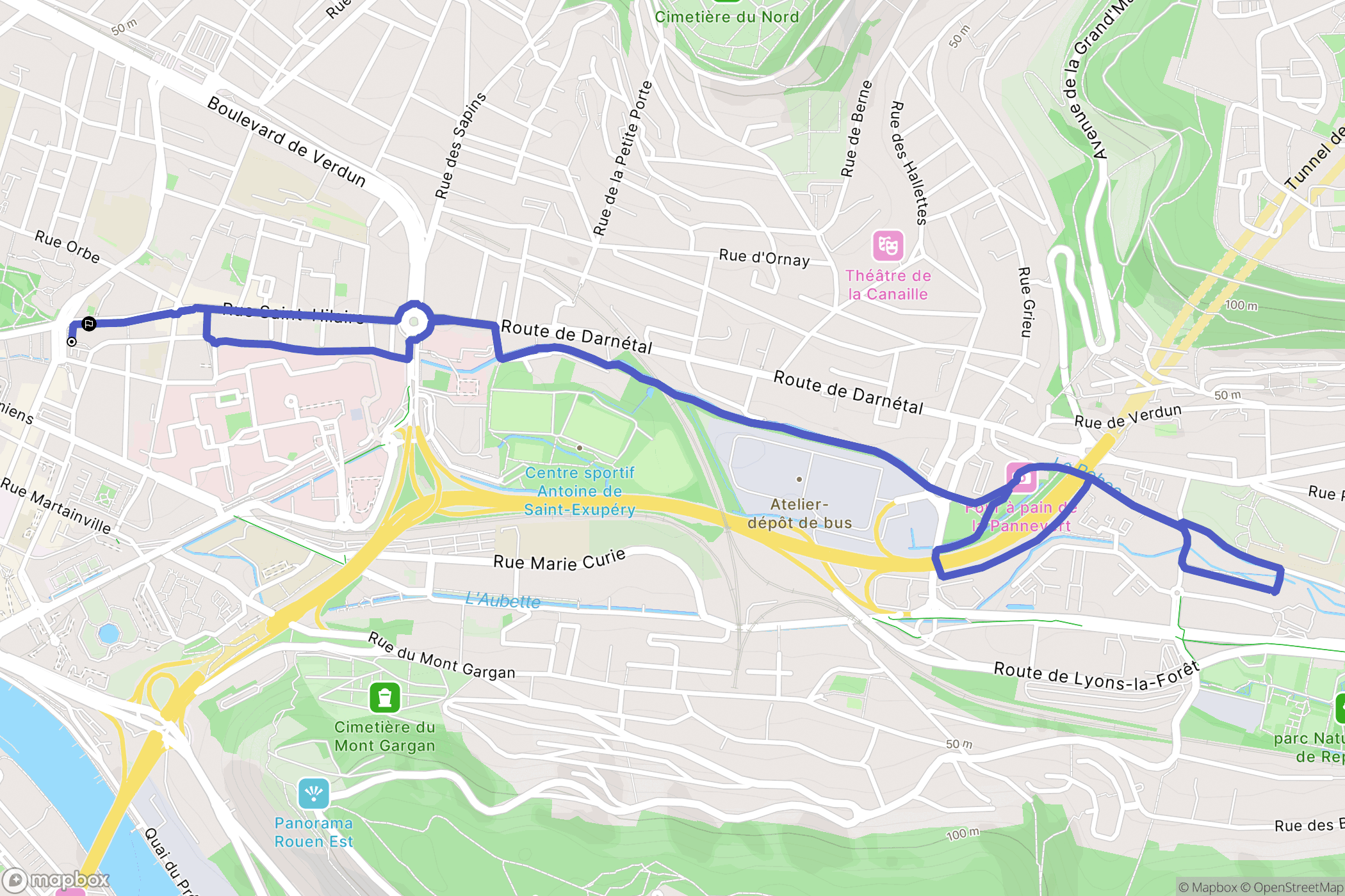 Rouen : carte du parcours de randonnée - France