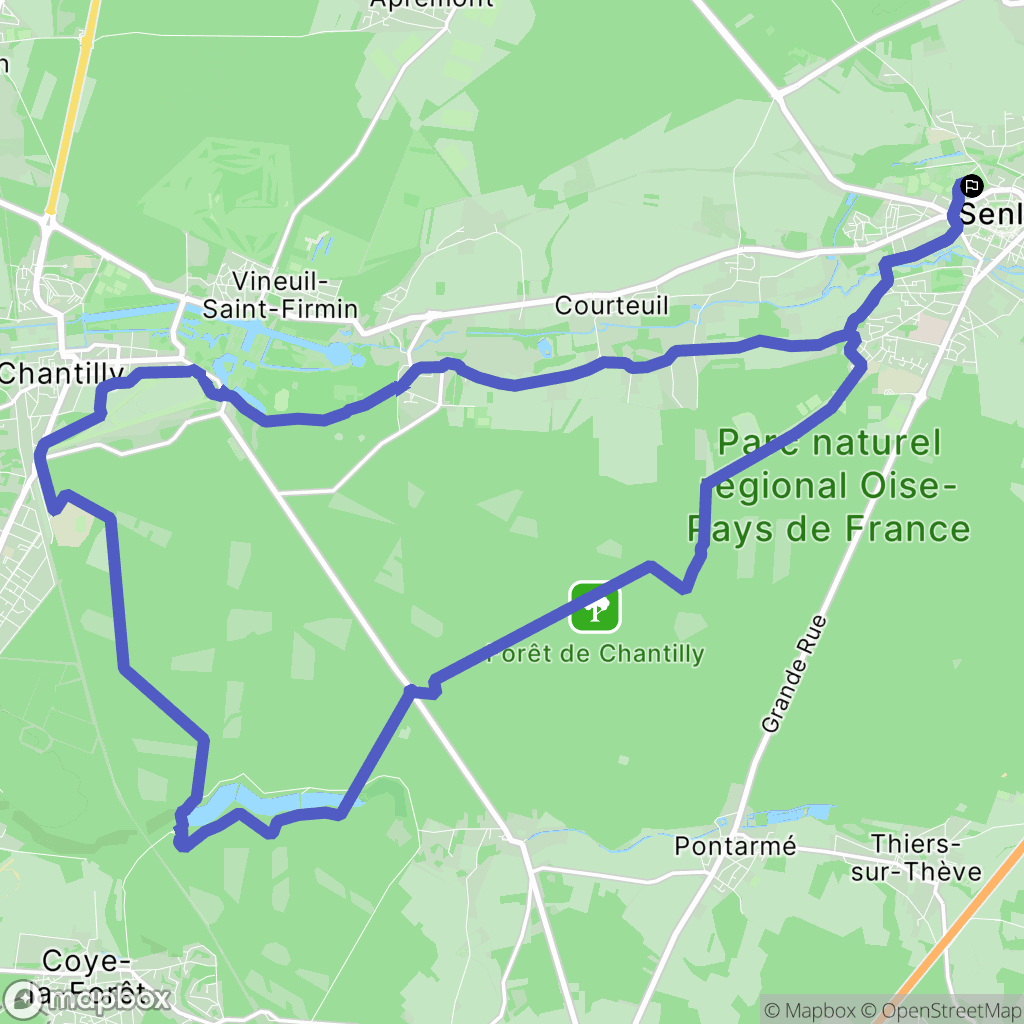Senlis : carte du parcours de randonnée - France