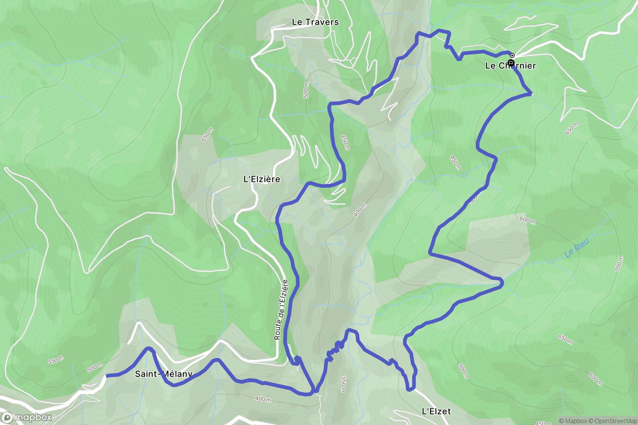 Saint-Mélany : carte du parcours de randonnée - France